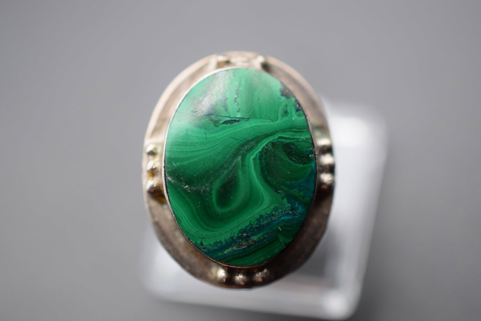 Malachite Vintage Sterling Silver 925 Vintage Ring Size 4 Lot EH 652 (1 of 2)