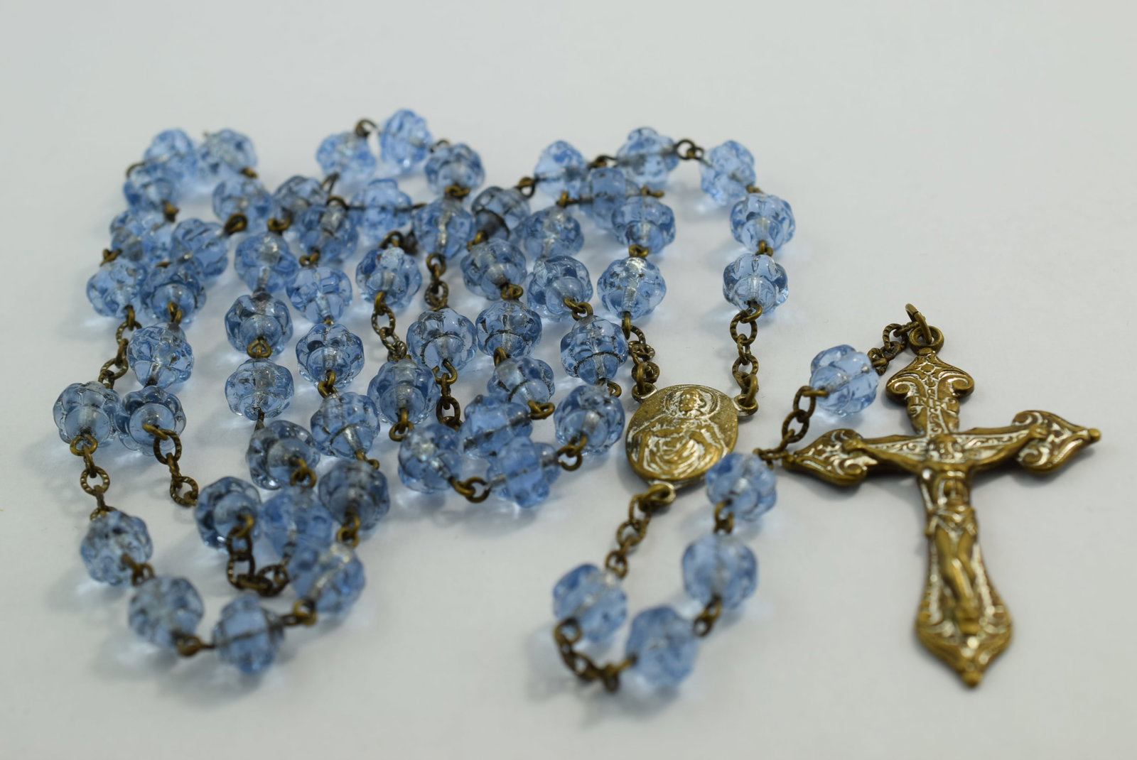Rare Molded Glass Bead Old Rosary 1940's Hanging Length 21 3/4" Vintage Lot # KN 655 (1 of 5)