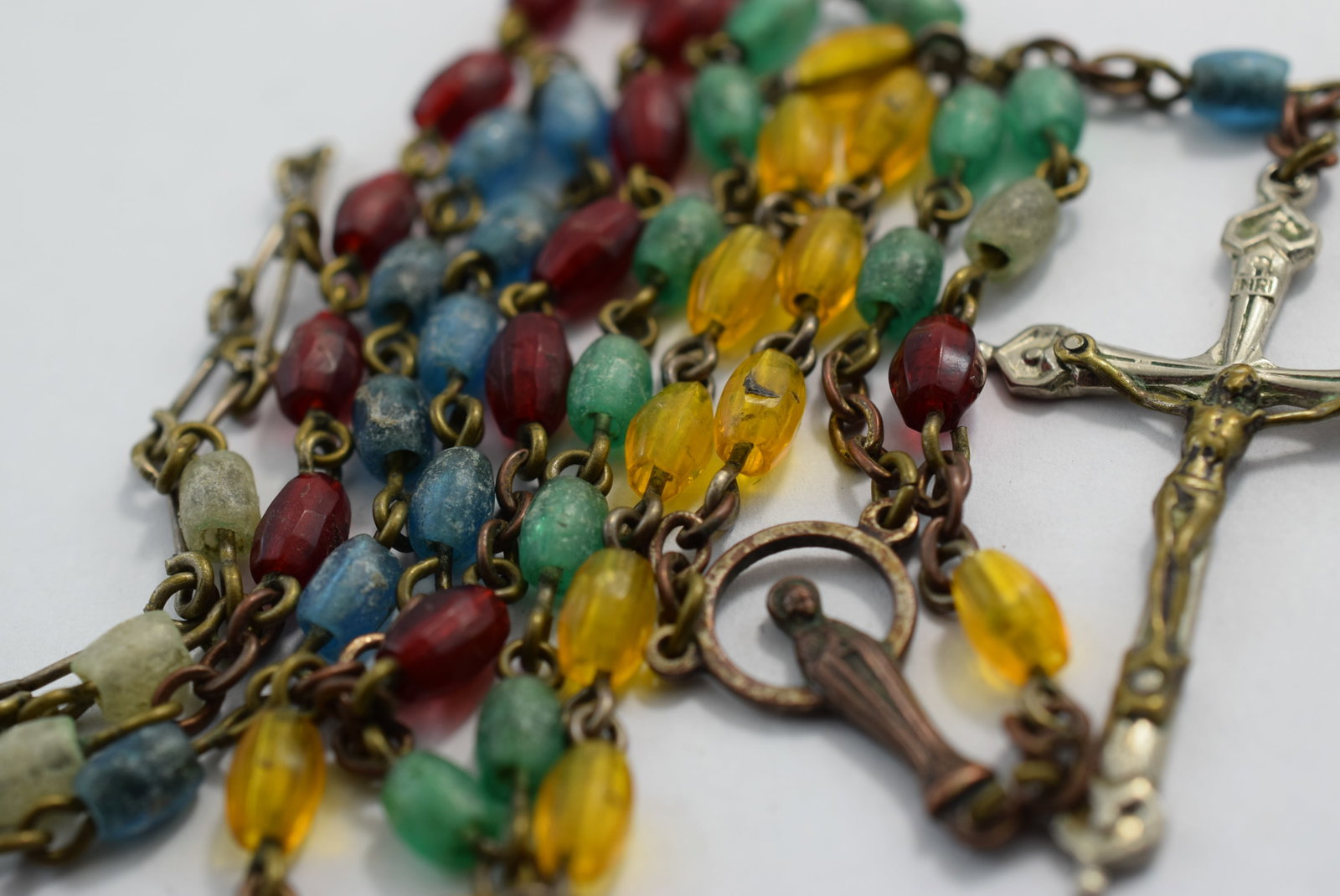 Multi Color Glass Rosary Hanging Length 20" Vintage Lot # KN 666 (1 of 4)