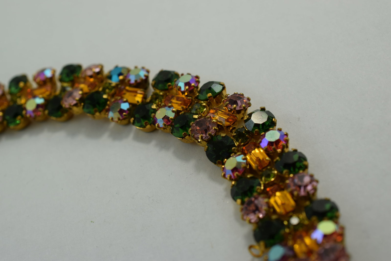 Decadent Rhinestone 6" Bracelet 1940's Vintage3/4" Wide Lot # KN 672: Decadent Rhinestone 6" Bracelet 1940's Vintage3/4" Wide