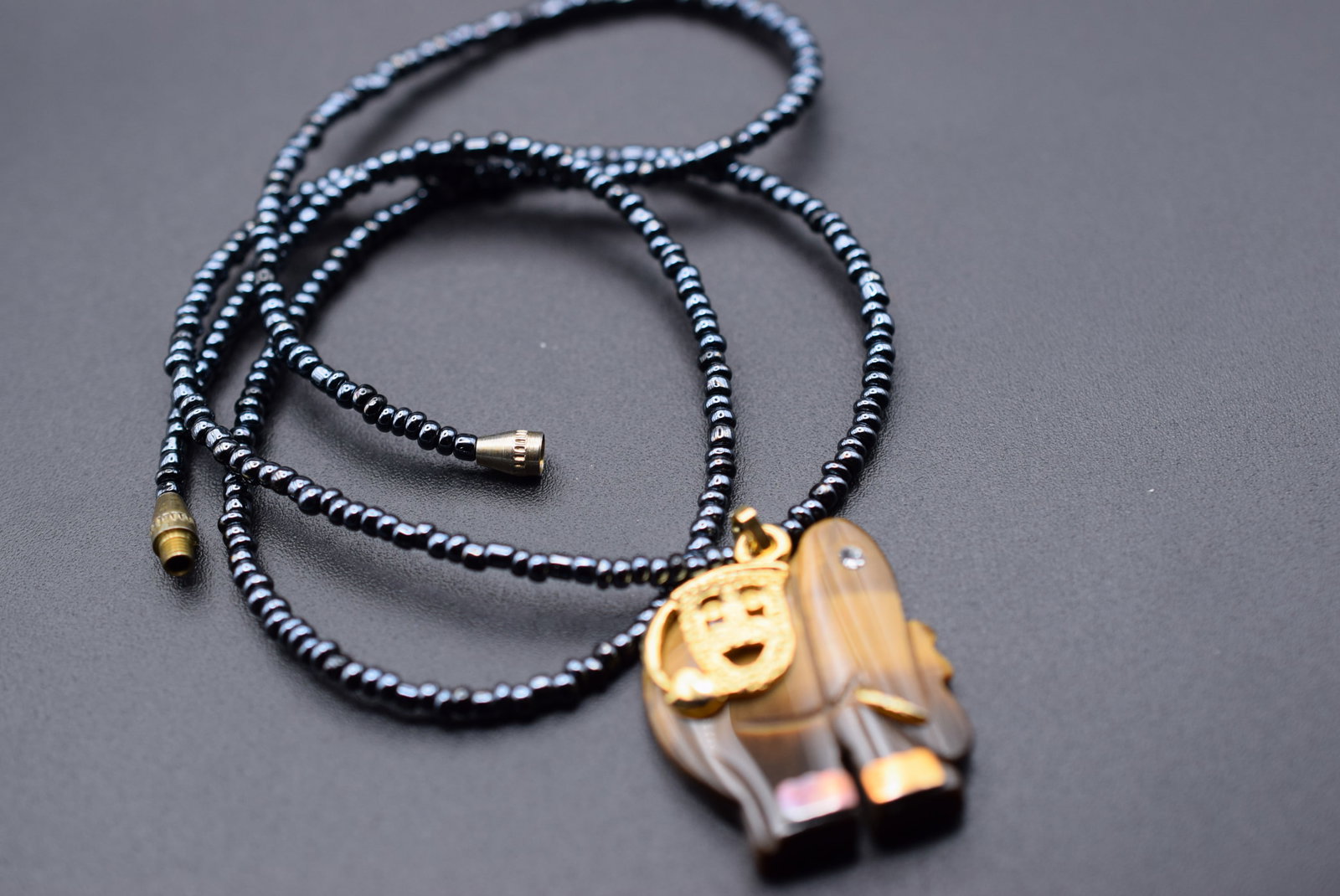 Tiger's Eye Elephant Necklace Vintage Lot HK 674 (1 of 2)