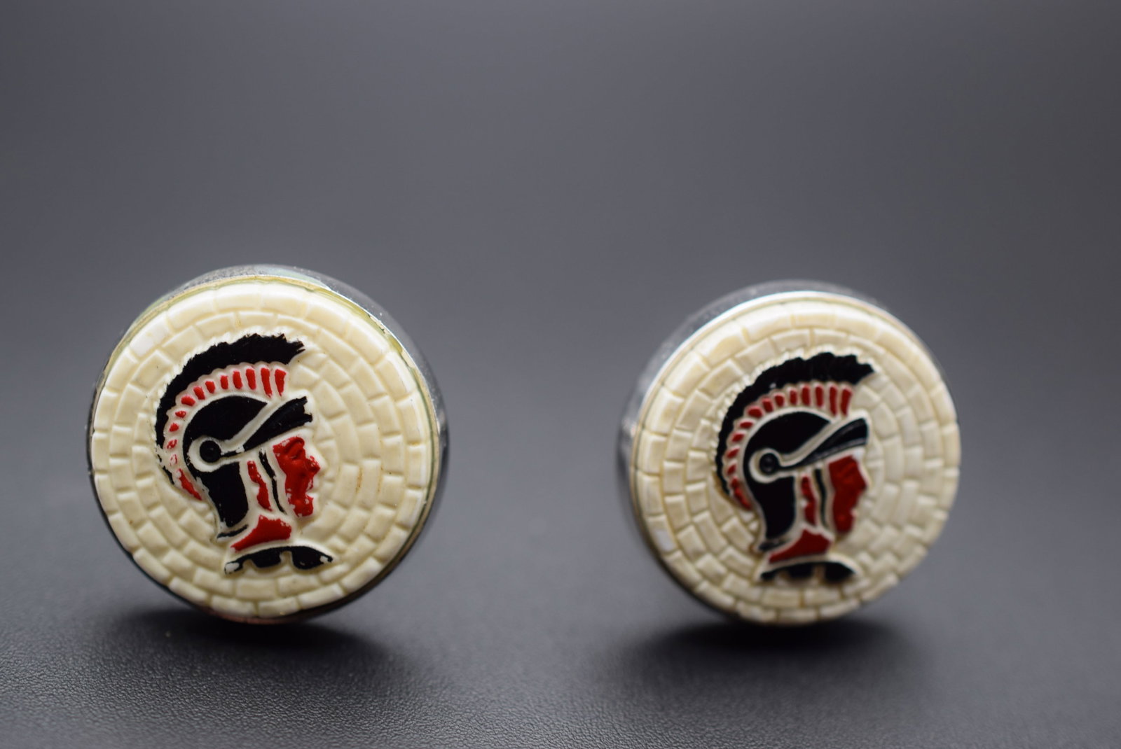 Roman Soldier Like Mosaic Cufflinks Vintage Lot HK 676 (1 of 2)