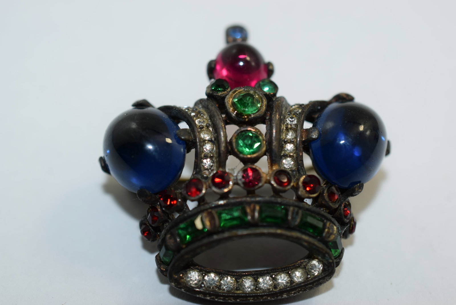 Trifari Crown Sterling Silver 925 Cabochon Signed 1 3/8" Vintage Lot # KN 701 (1 of 9)