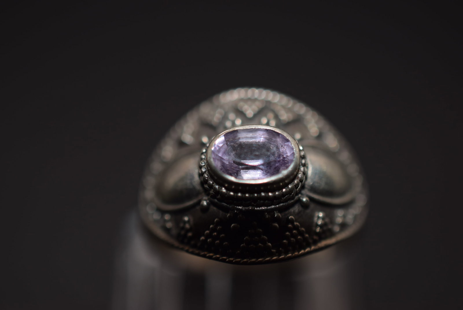 Amethyst Raised Dots Sterling Silver 925 Vintage Ring Size 6.75 Lot EH 720 (1 of 2)