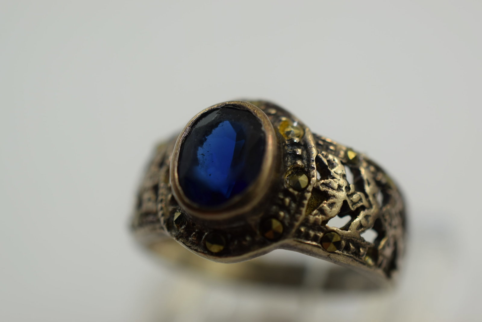 Marcasite Sterling Silver 925 1950's Ring Size 6.5 Vintage Lot # KN 734 (1 of 3)