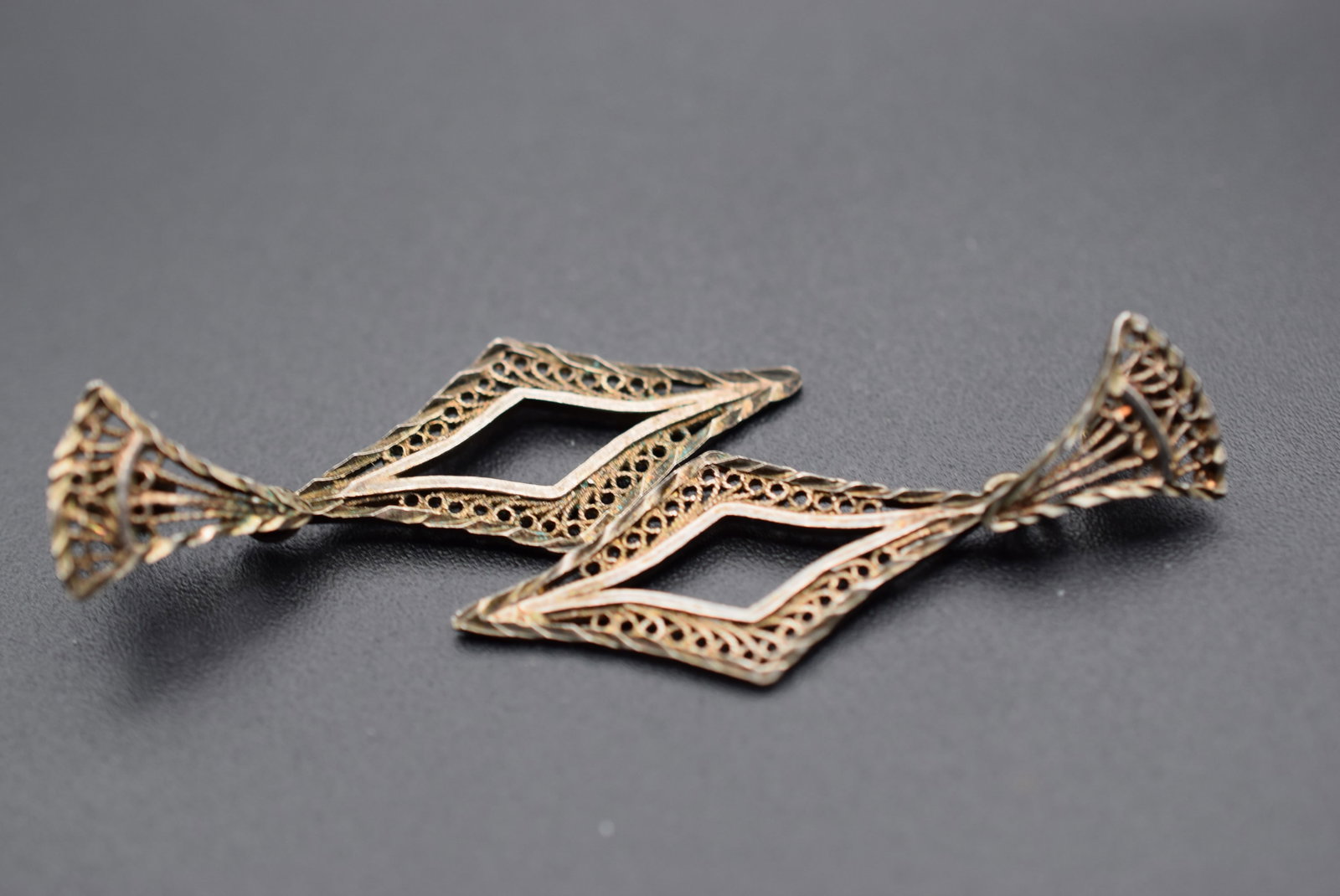 Filigree Sterling Pierced Earrings Vintage Lot HK 736: Filigree Sterling Pierced Earrings Vintage