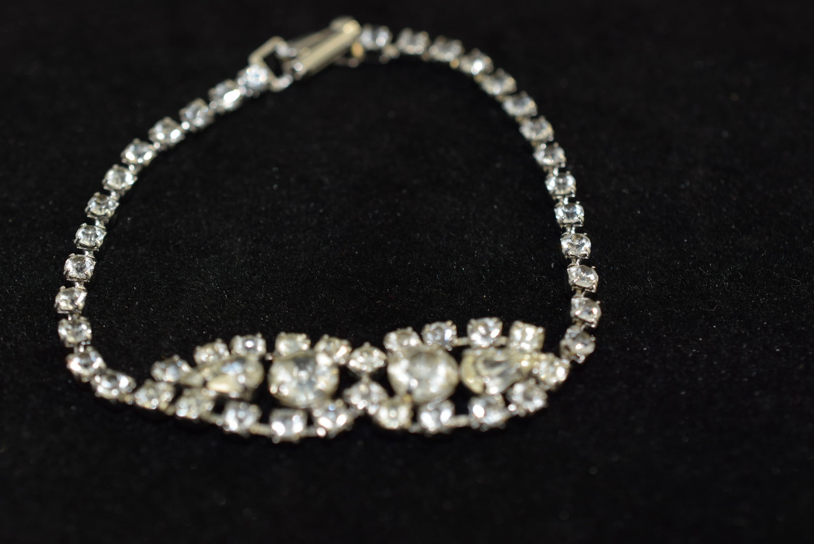 Rhinestone Bracelet 7 1/2" Signed Belle 1940's Vintage Lot # KN 744 (1 of 4)