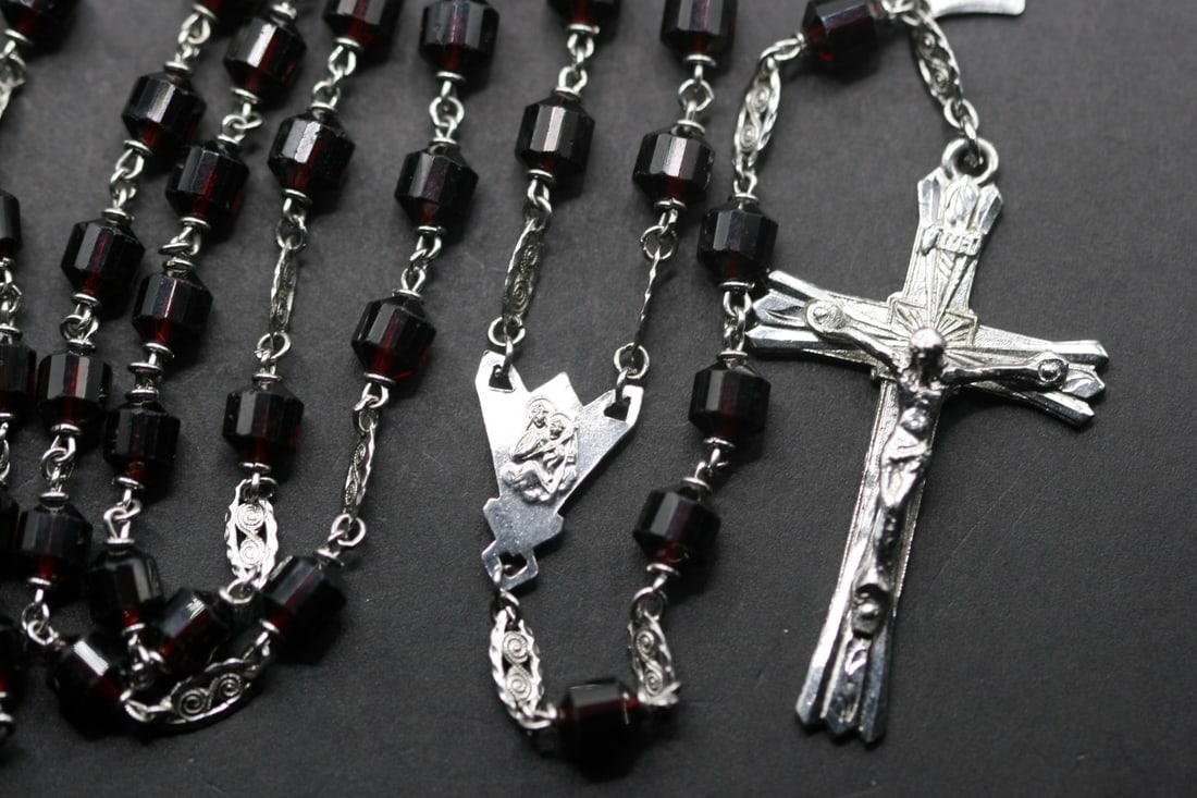 PL Sterling Silver 925 Rosary Red Crystal signed PL Vintage Lot 764 (1 of 11)