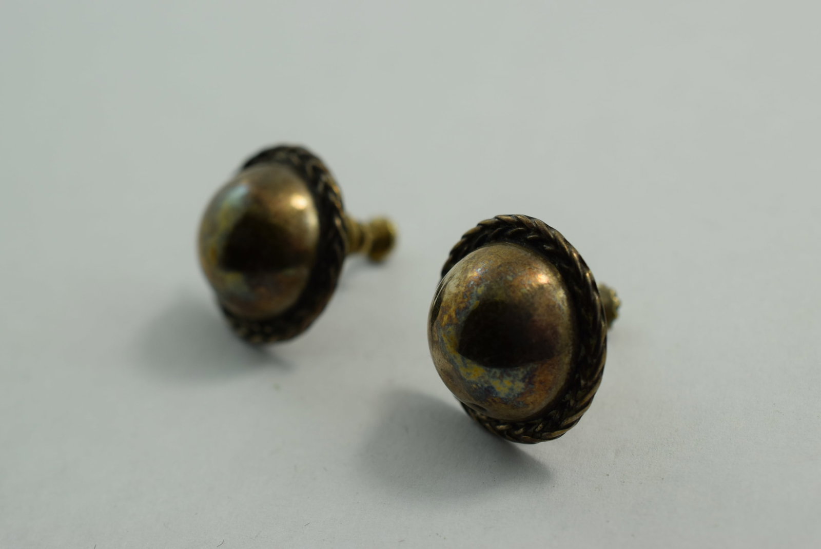 Sterling Silver 925 Screw Back Earrings 1940's Vintage Lot # KN 810 (1 of 2)