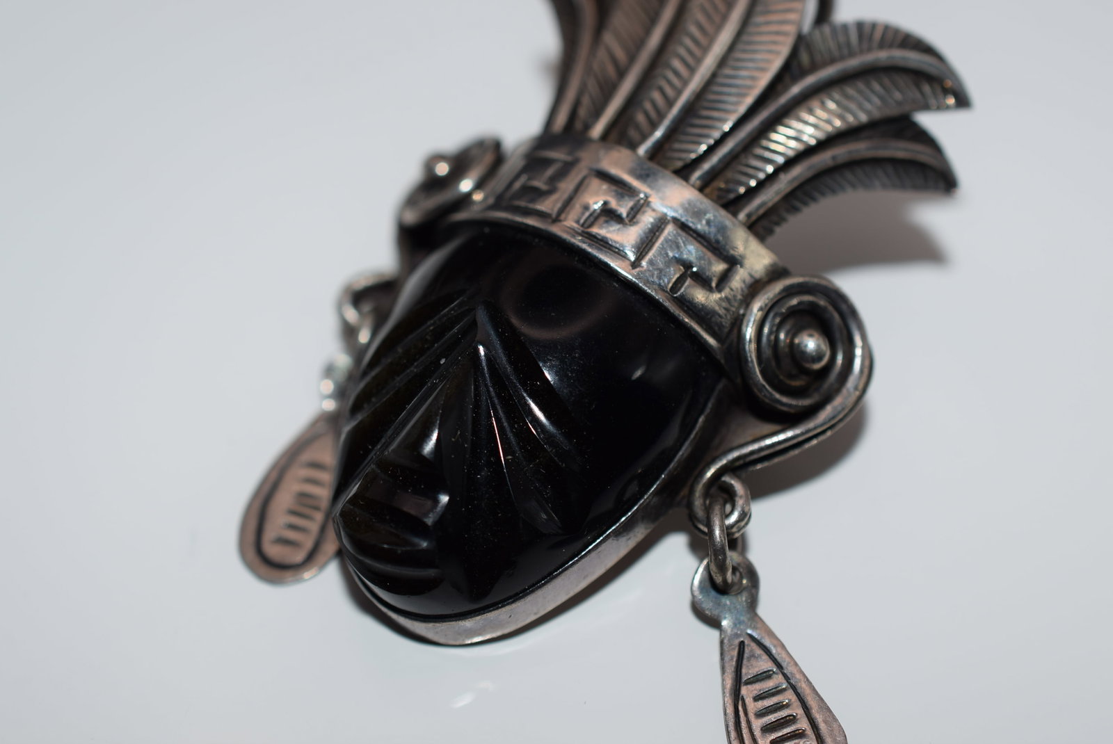 Face Mask Sterling Silver 925 Headdress Brooch Vintage Lot HK 861 (1 of 3)
