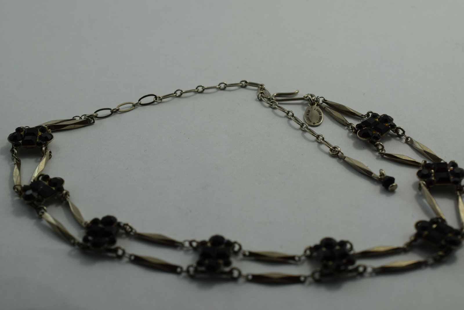 Laura Vogel New York Black Rhinestone 16 1/2" Signed Necklace Lot # KN 891 (1 of 2)