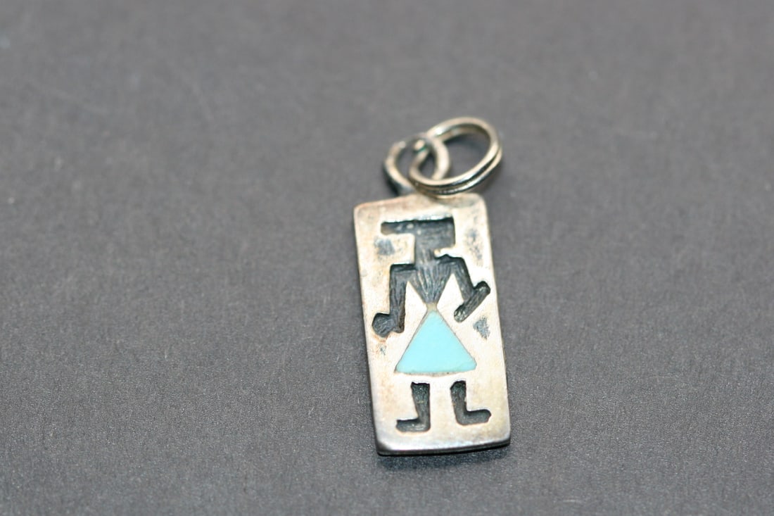 Sterling Silver Inca Man Turquoise Pendant Charm Lot 943 (1 of 2)
