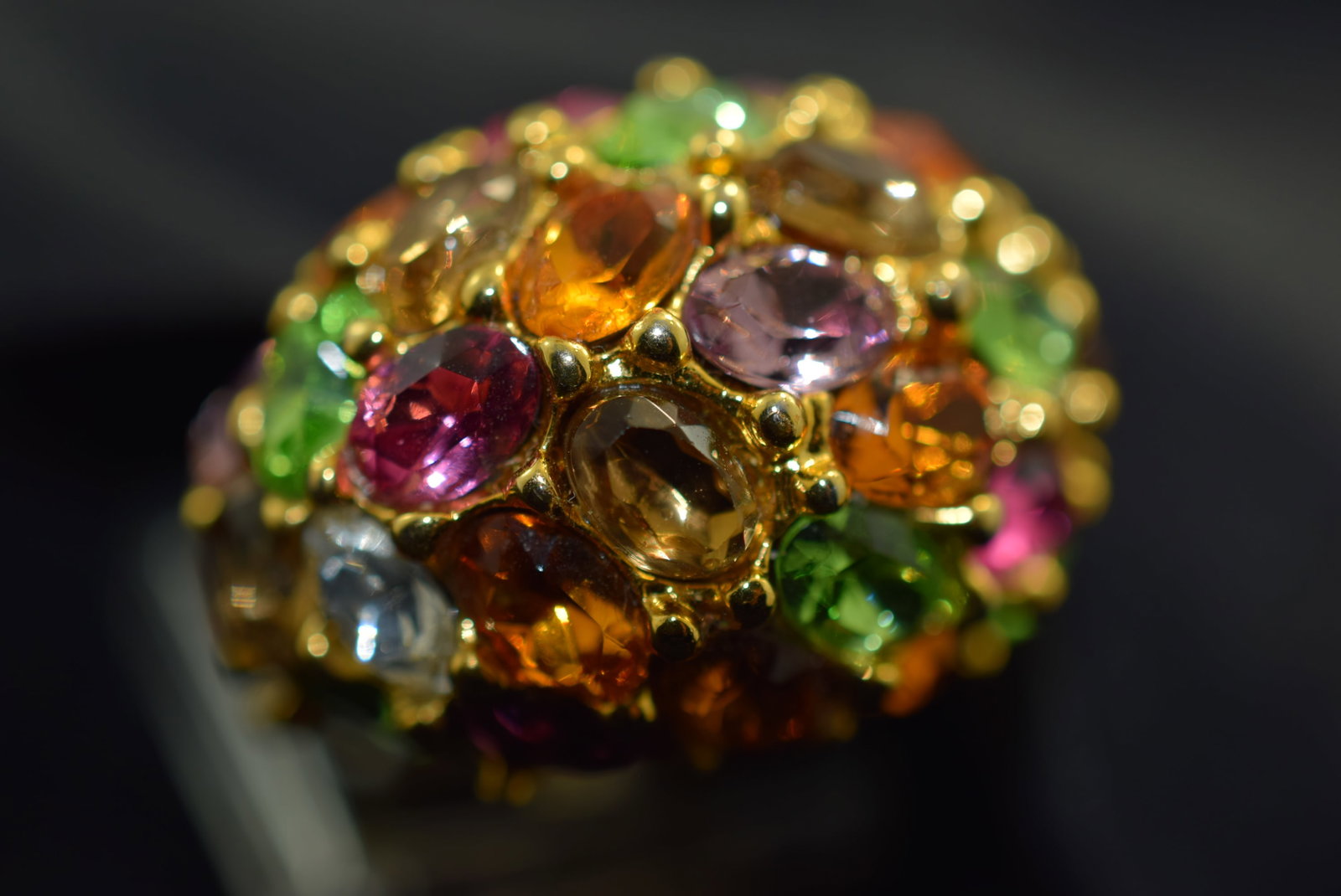 Kenneth Lane Rhinestone Cocktail Ring one Size but 6 is largest Vintage Lot # KN 982: Kenneth Lane Rhinestone Cocktail Ring one Size but 6 is largest Vintage Signed Huge