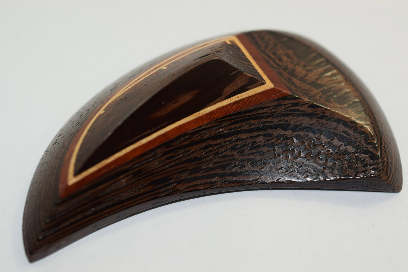 Wood Huge Inlaid Brooch Pin 3 1/4" Vintage Lot # KN 1058 (1 of 2)