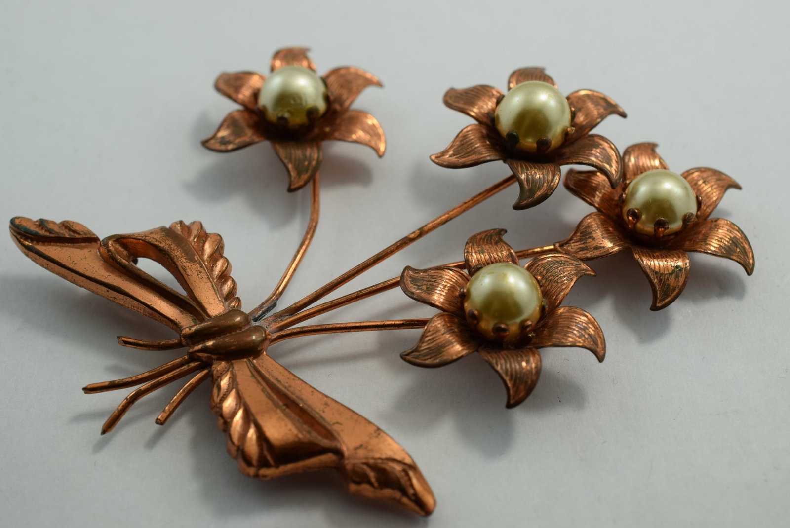 Huge Flower Brooch Pin 1940's 4" Vintage Lot # KN 1080 (1 of 3)