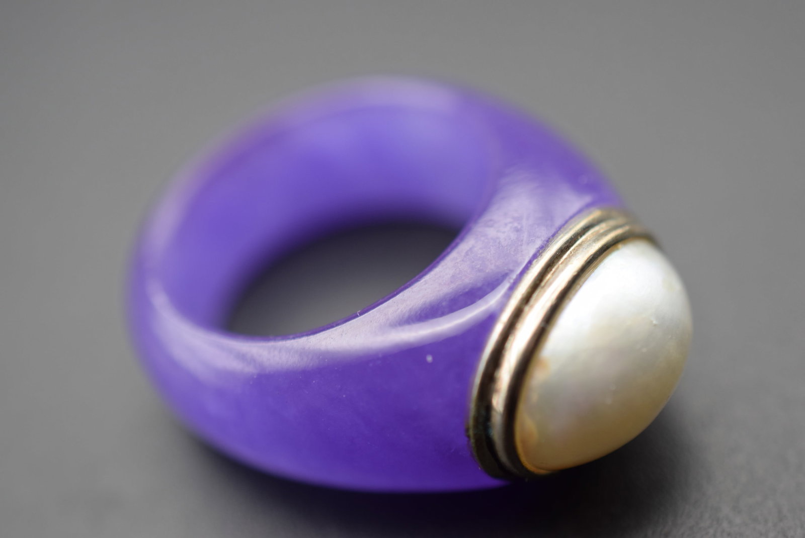 Amethyst Stone Pearl Huge Ring Vintage Size 9 Lot EH 1116 (1 of 2)