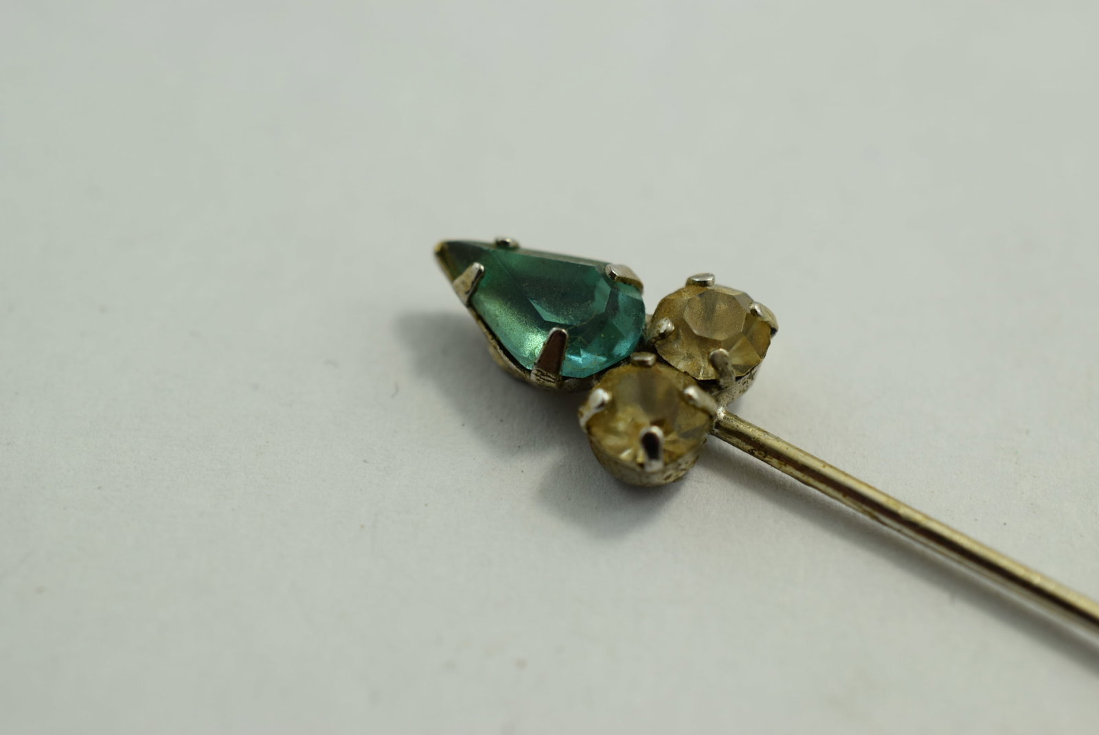 Hatpin Edwardian Ornate 3 1/2" Rhinestone Vintage Lot # KN 1124 (1 of 3)
