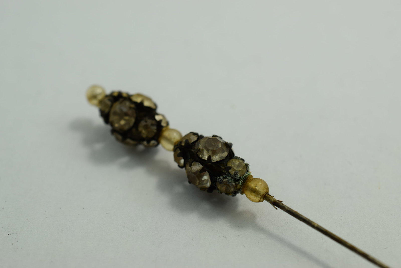 Hatpin Edwardian Ornate 4 1/4" Rhinestone Vintage Lot # KN 1126 (1 of 2)
