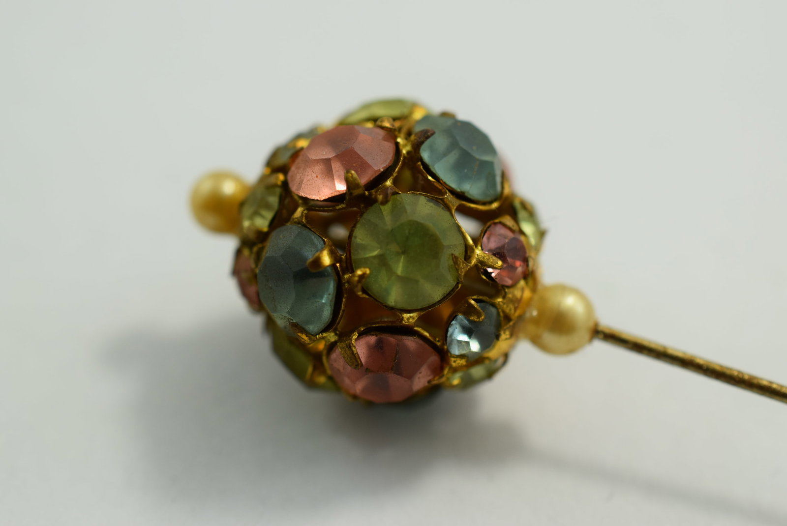 Hatpin Edwardian Ornate Rhinestone 4 1/4" Vintage Lot # KN 1132 (1 of 2)