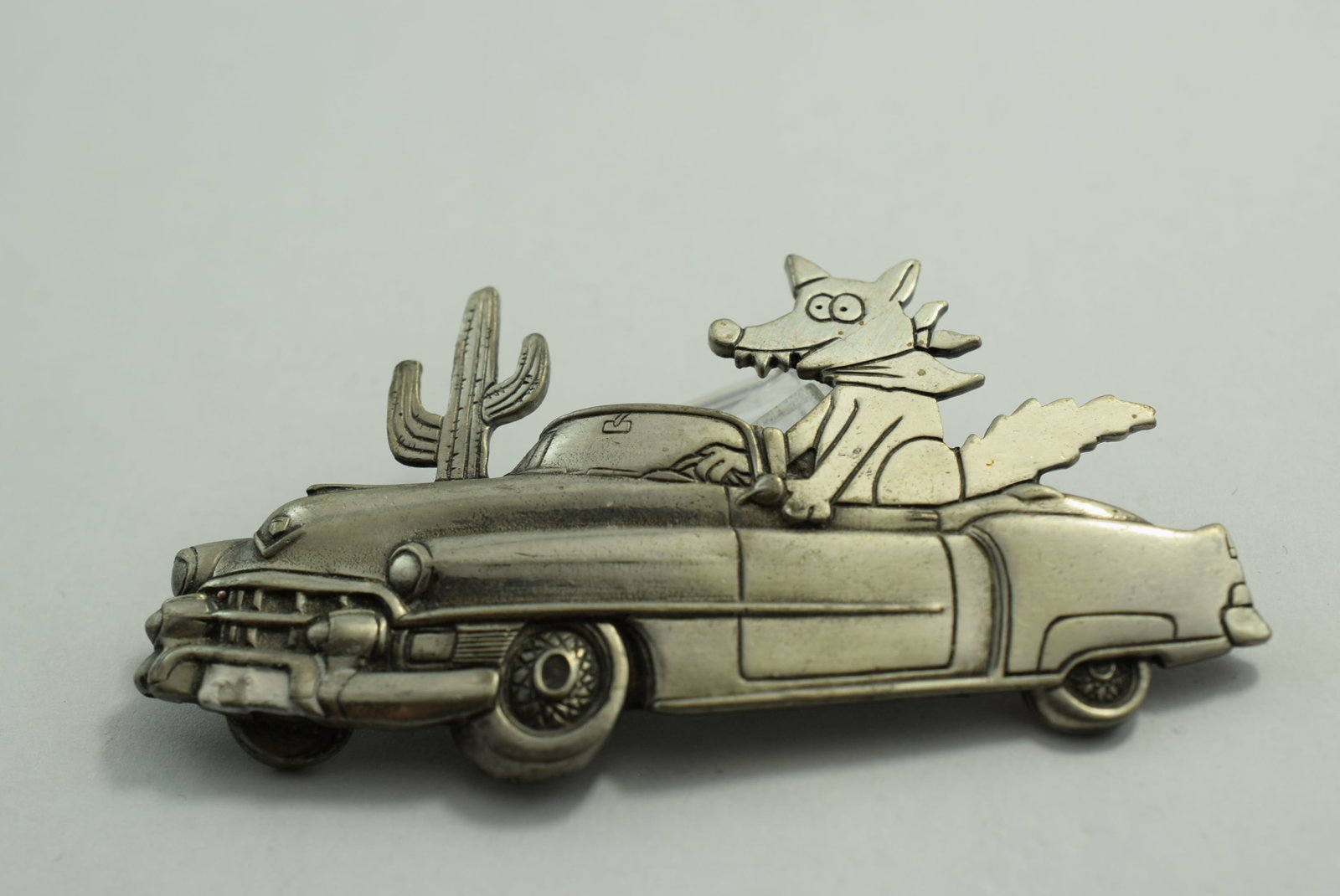 JJ Cartoon Dog in Car Brooch Pin Signed 3 1/4" Vintage Lot # KN 1146 (1 of 3)
