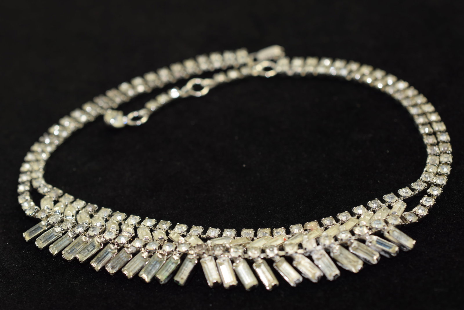 Rhinestone Necklace 1940's 15 1/4" Continental Signed Vintage Lot # KN 1148: Rhinestone Necklace 1940's 15 1/4" Continental Signed Vintage