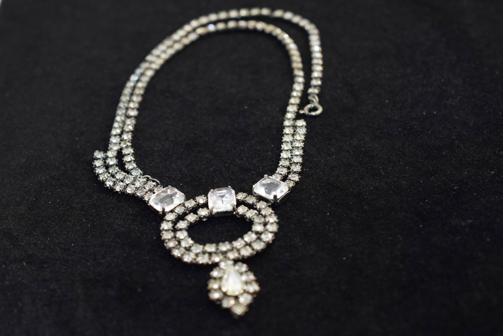 Rhinestone Necklace 1940's 19 1/2" Vintage Lot # KN 1149 (1 of 2)