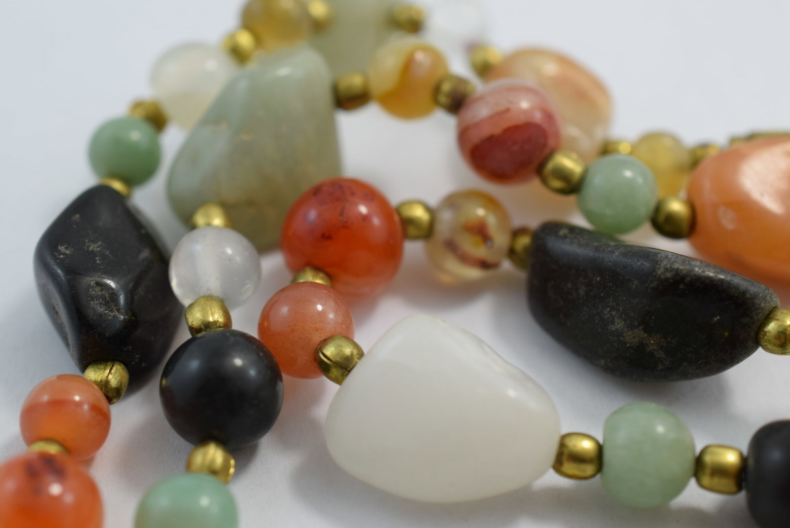 Agate Stone Necklace 1960's 33" Vintage Lot # KN 1177 (1 of 4)