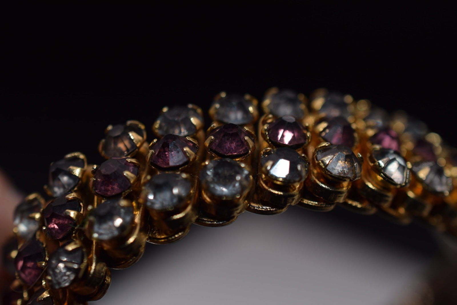 Rhinestone Expansion Bracelet 3 Row 1940's Vintage Lot HK 1203 (1 of 2)
