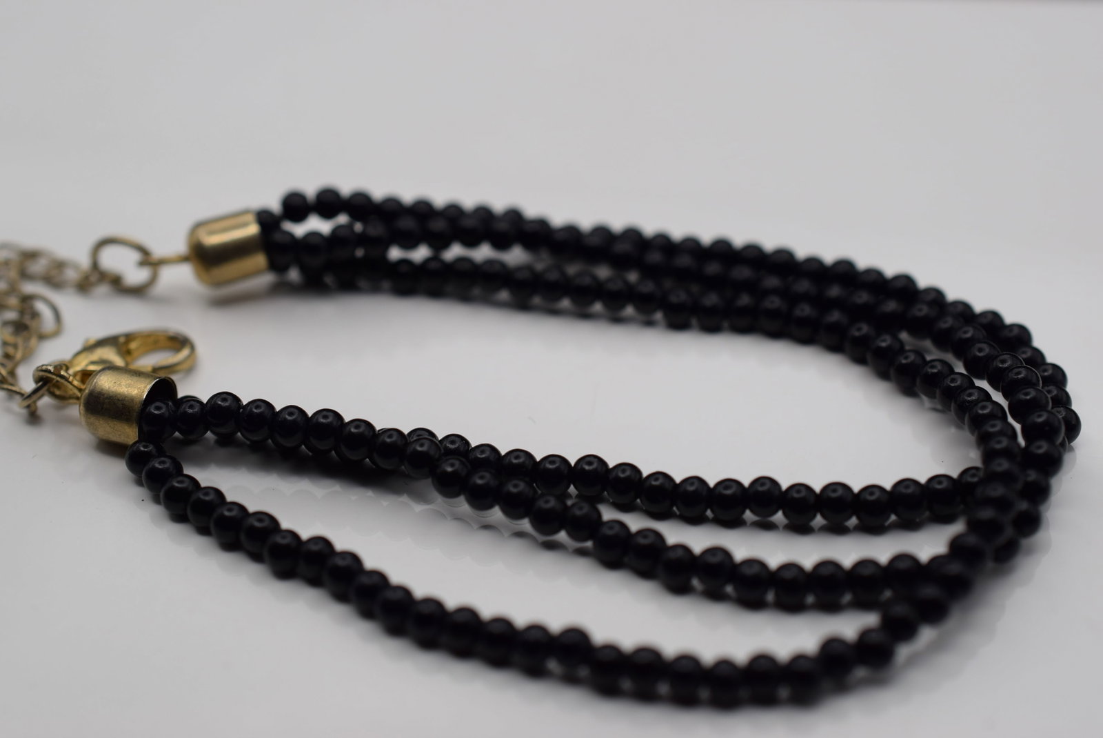 Triple Strand Onyx Bead Bracelet Vintage Lot HK 1221 (1 of 2)
