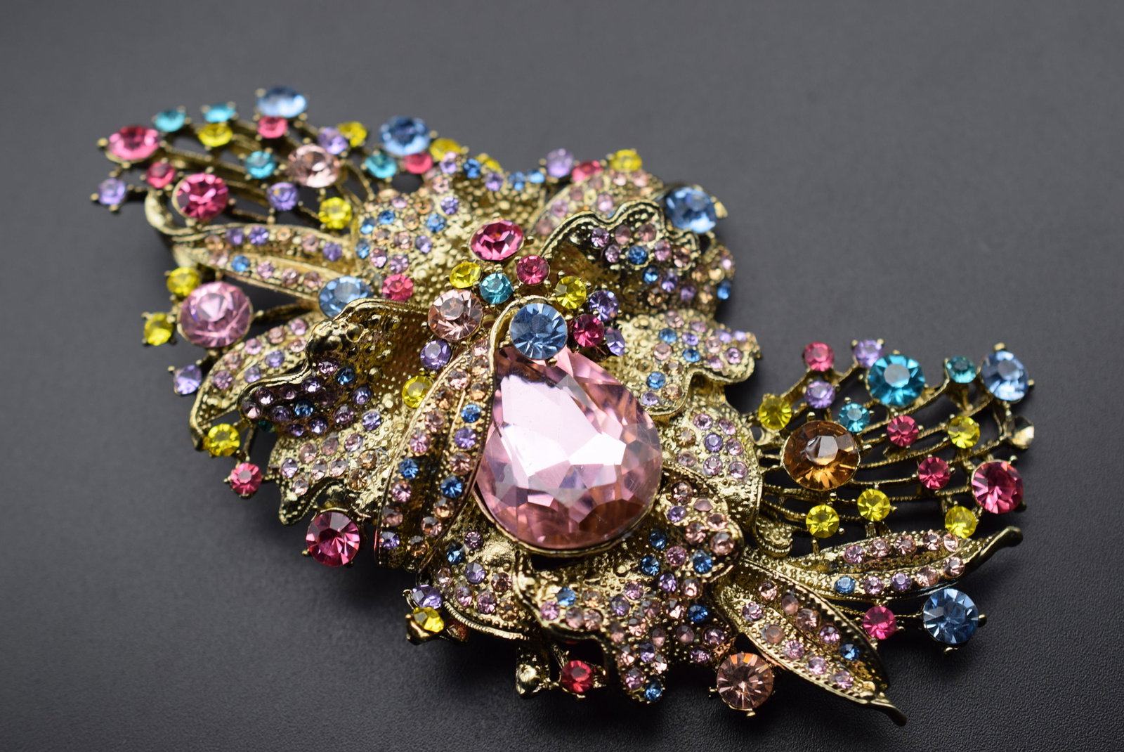 Massive 5" Rhinestone Brooch Pin Pendant Vintage Outstanding Lot EH 1228 (1 of 2)
