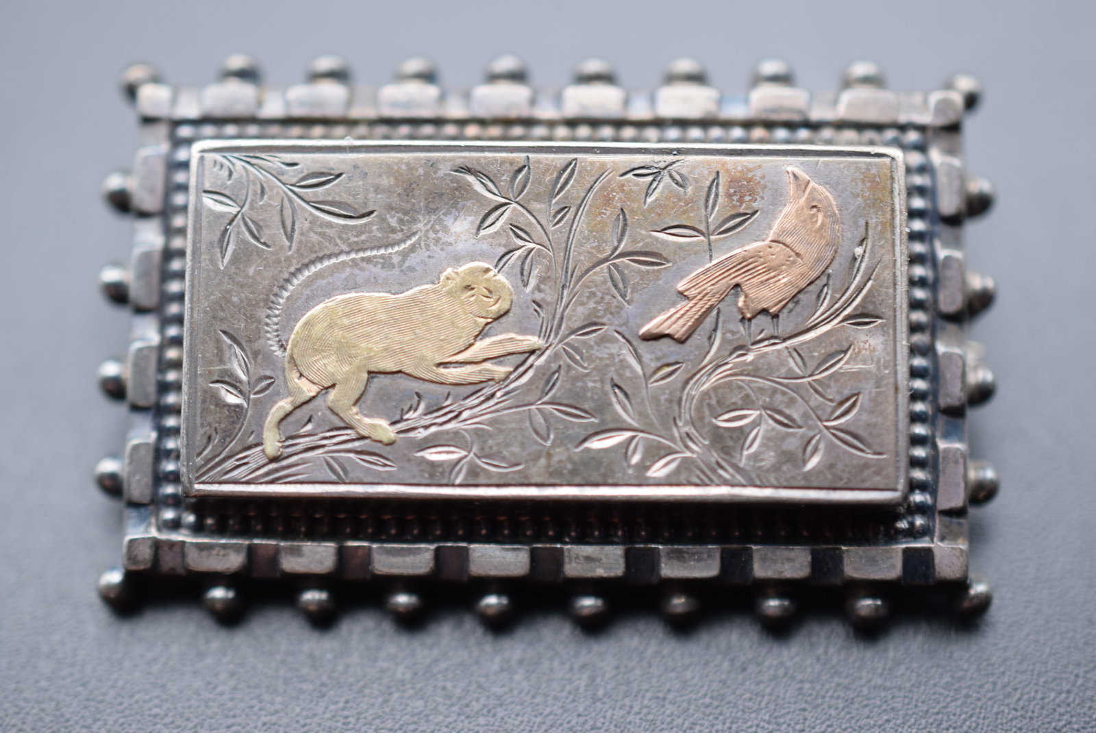 Edwardian Sterling Gold Cat Bird Early Brooch Pin Lot EH 1231: Edwardian Sterling Gold Cat Bird Early Brooch Pin measures 1 7/8" x 1 1/4" unsigned beauty rare find