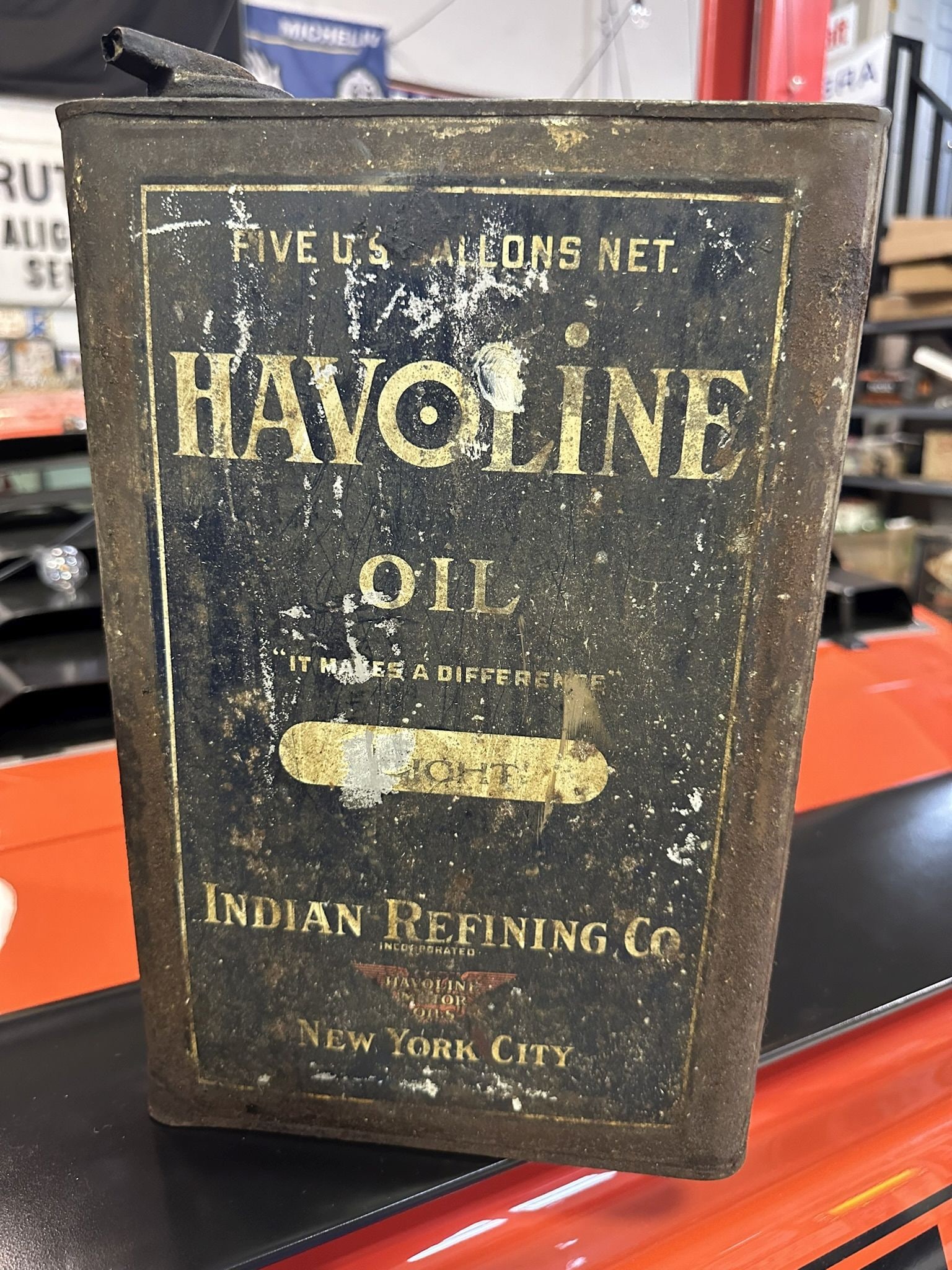 Havoline Oil 5 Gallon Square: Indian Refining Co