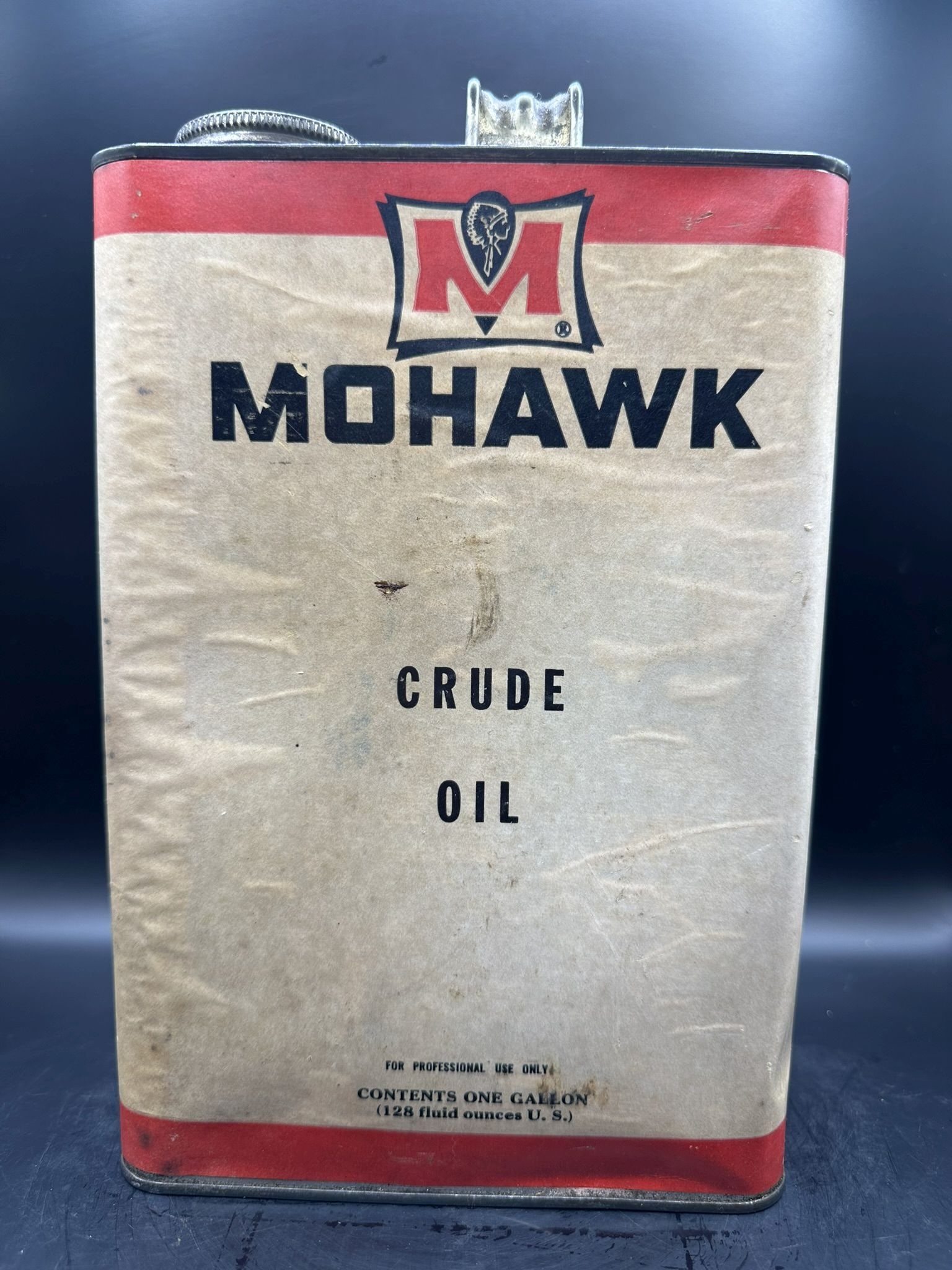 Mohawk Gallon: Cool paper label can, uncommon brand, empty