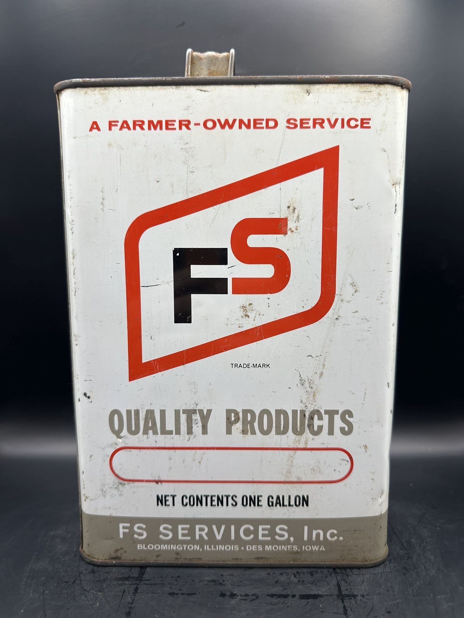 Farm Service Gallon: May clean up, bright color, some loss, drained, empty