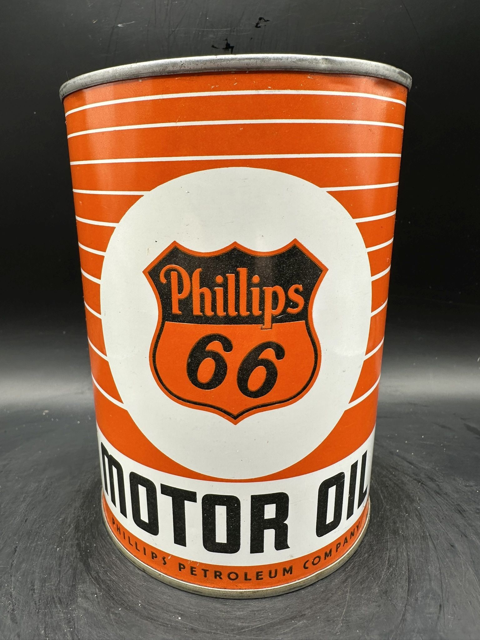 Phillips 66 Orange: Metal, very clean and glossy, empty