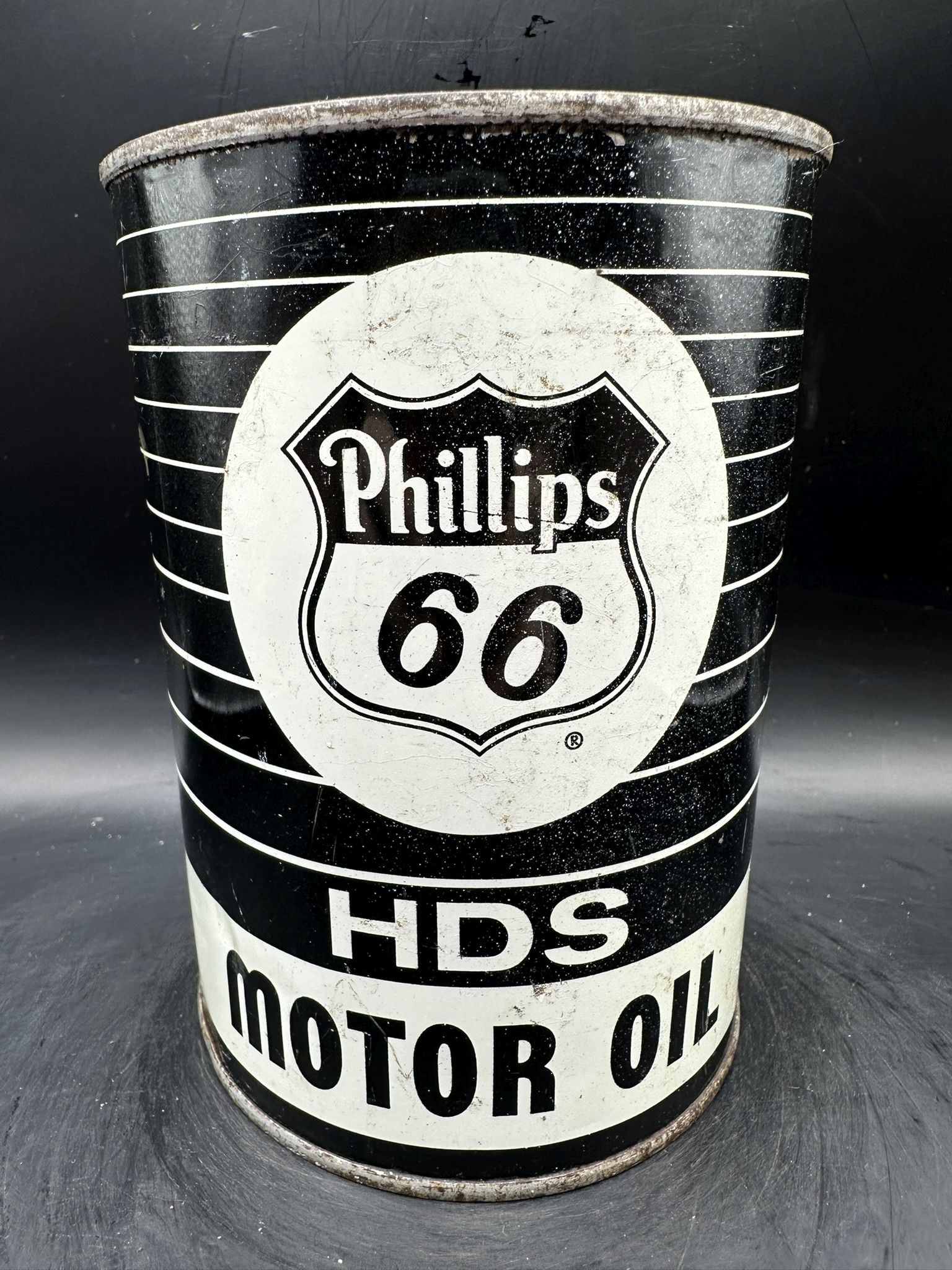 Phillips 66 Hds Black: Metal, somewhat clean and no top, empty