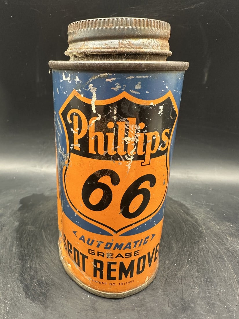 Phillips 66 Spot Remover: Uncommon Phillips can, has paint loss, empty