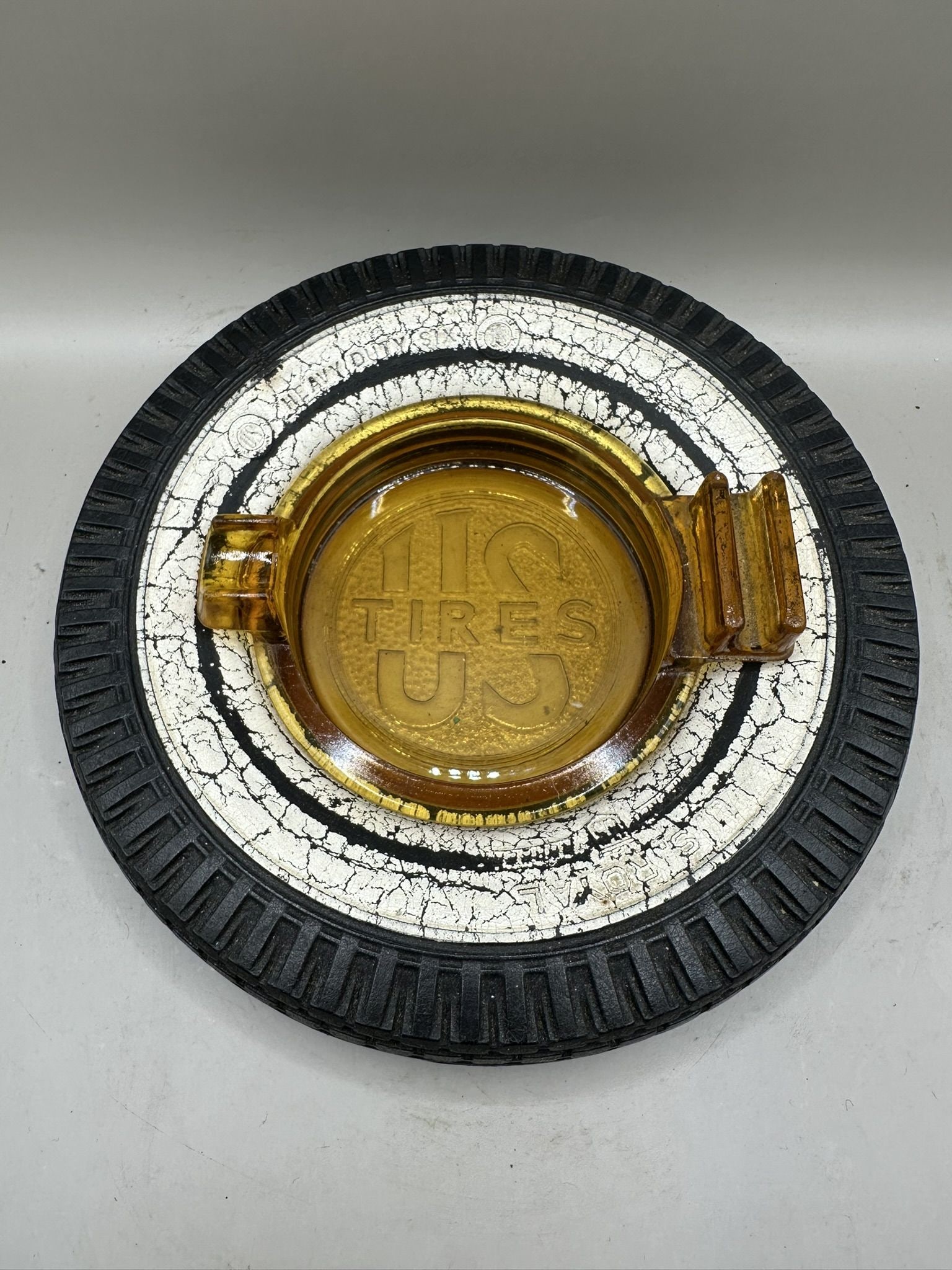 Us Tires Glass Ashtray 2: Condition as Shown