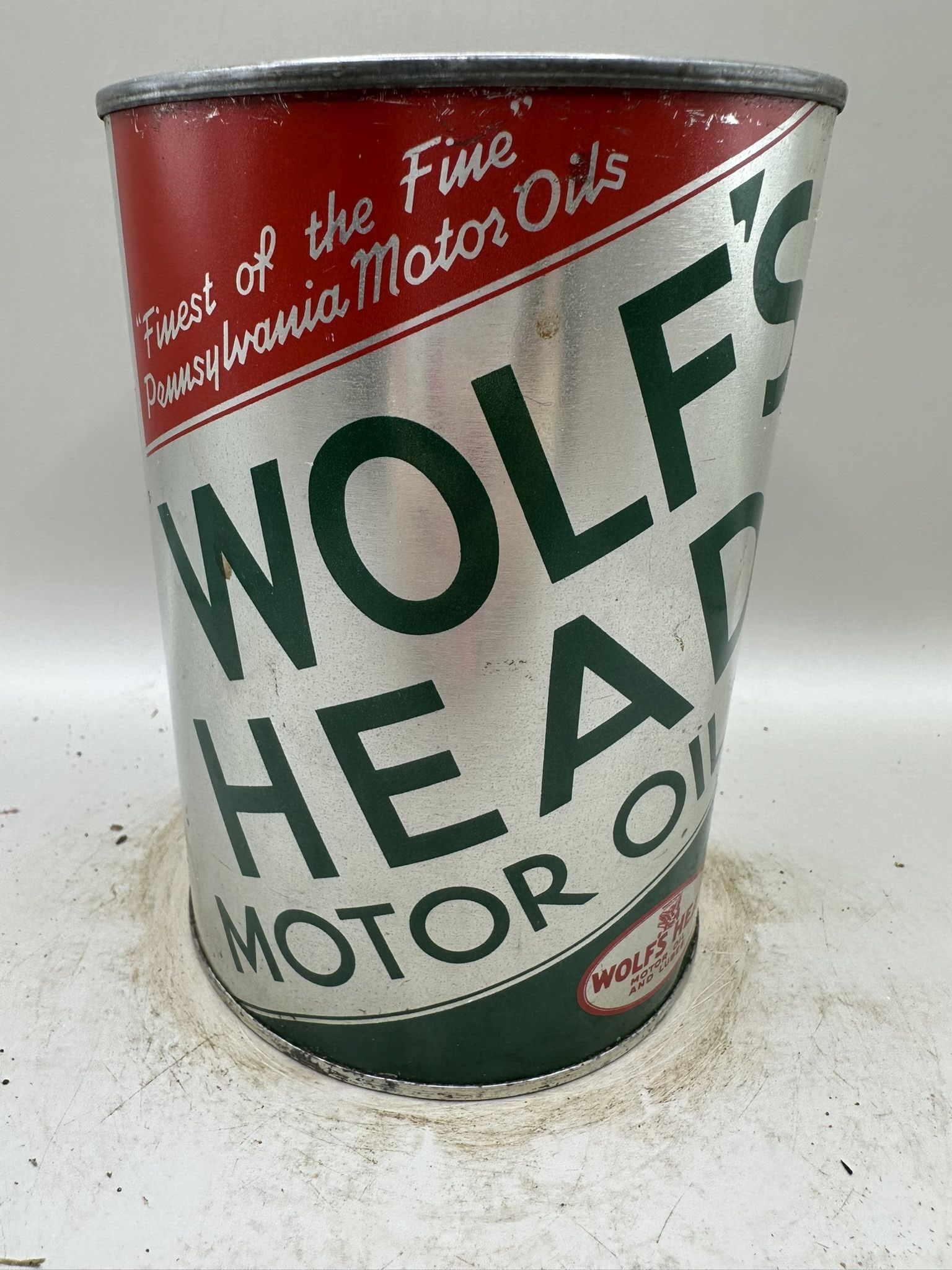 Wolf's Head Motor Oil: Condition as shown, full