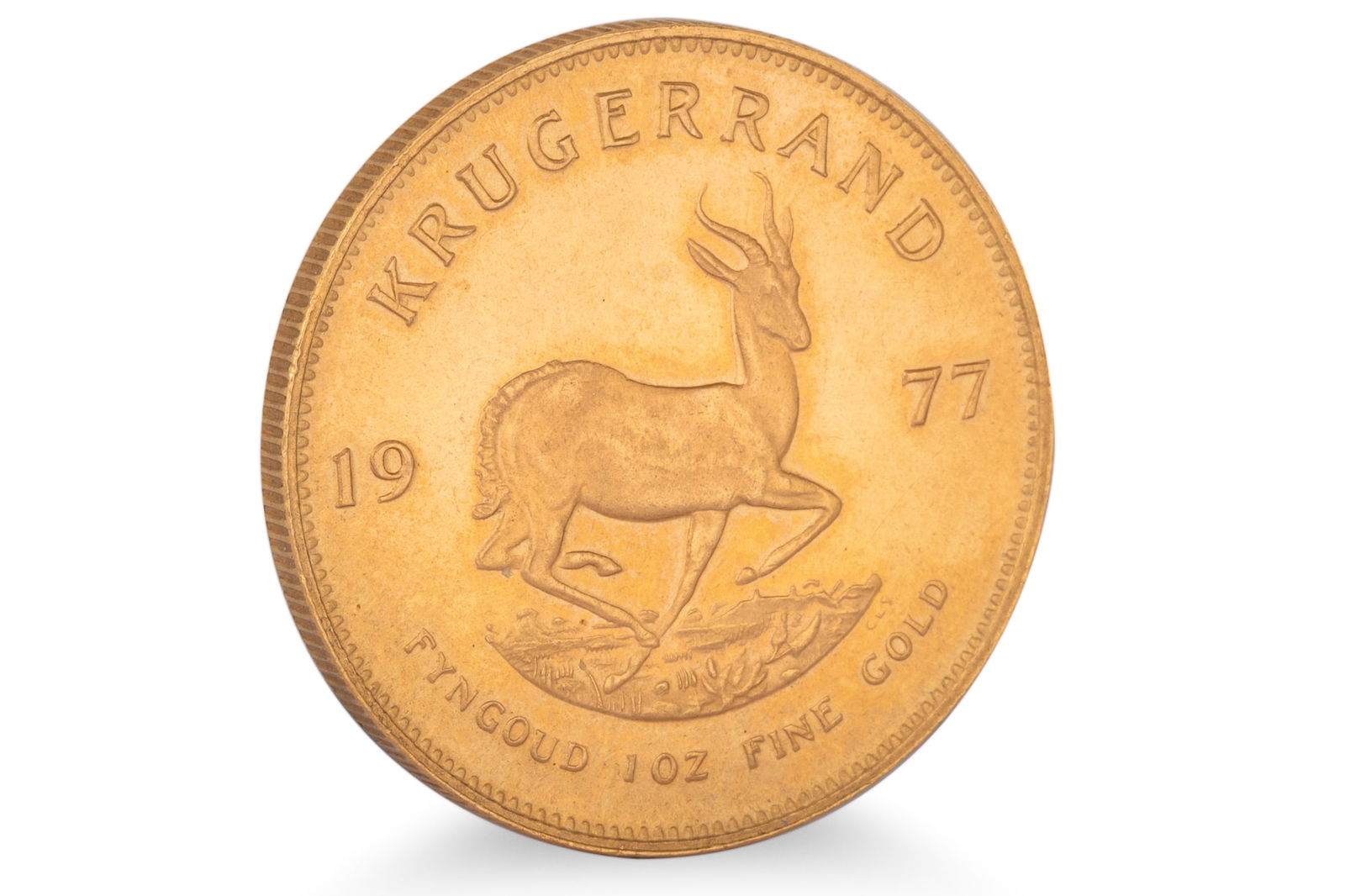 A 1977 SOUTH AFRICAN KRUGERRAND GOLD COIN, weight 33.93g of 22ct gold equals 31.1g pure gold or 1 (1 of 1)