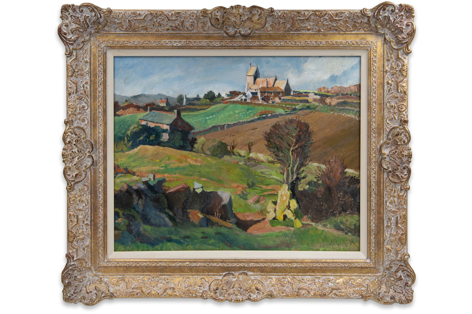 JOHN ANTHONY PARK, ROI, RBA (1878-1962) St.John's in the fields, Halsetown, St.Ives, oil on board,: JOHN ANTHONY PARK, ROI, RBA (1878-1962) St.John's in the fields, Halsetown, St.Ives, oil on board, signed bottom right, Elsford fine Art label verso, 15 x 19", framed