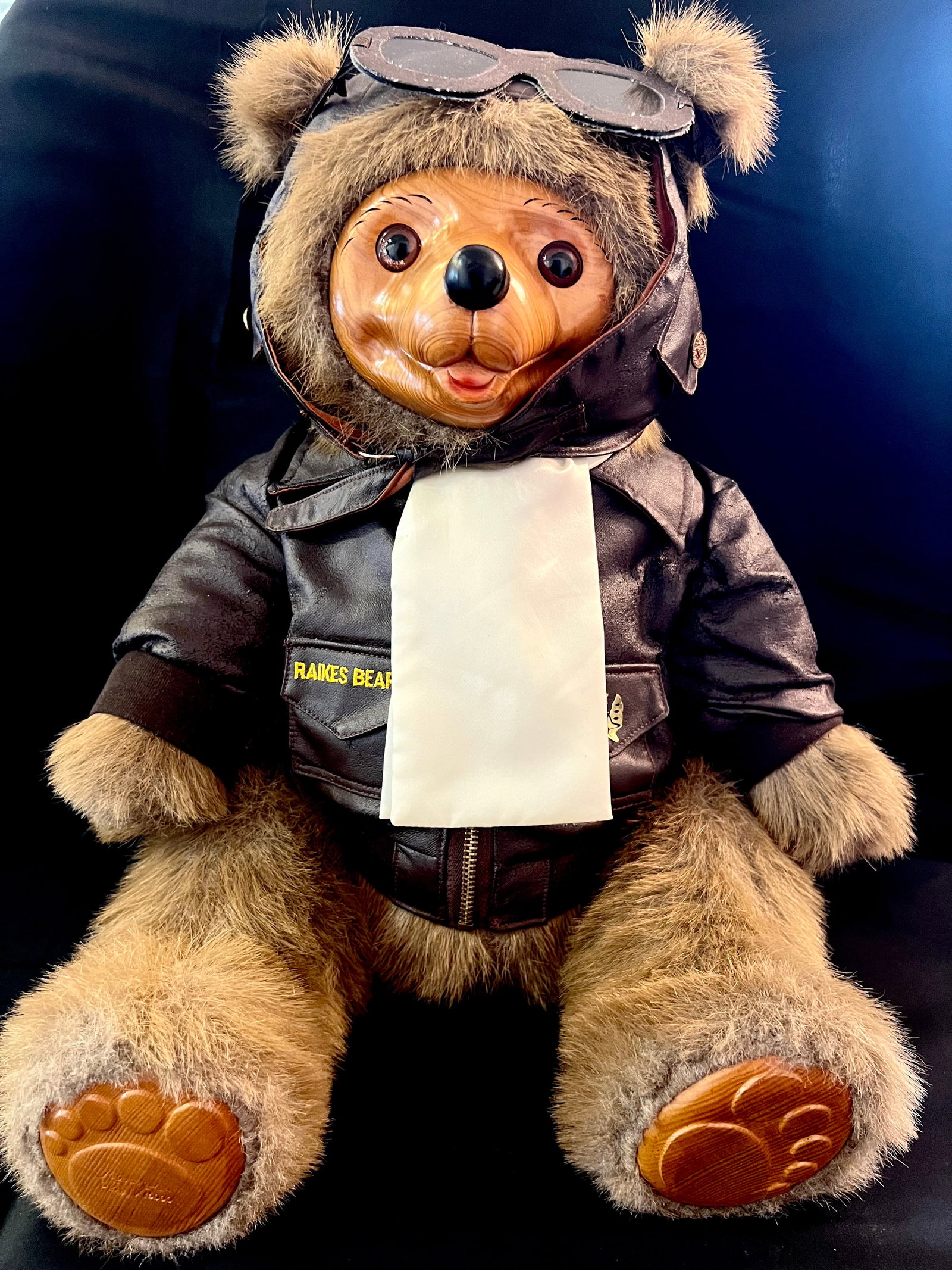 Exclusive Limited Edition Original Robert Raikes Indy the Aviator Bear Wood Face and Feet t Serial (1 of 8)
