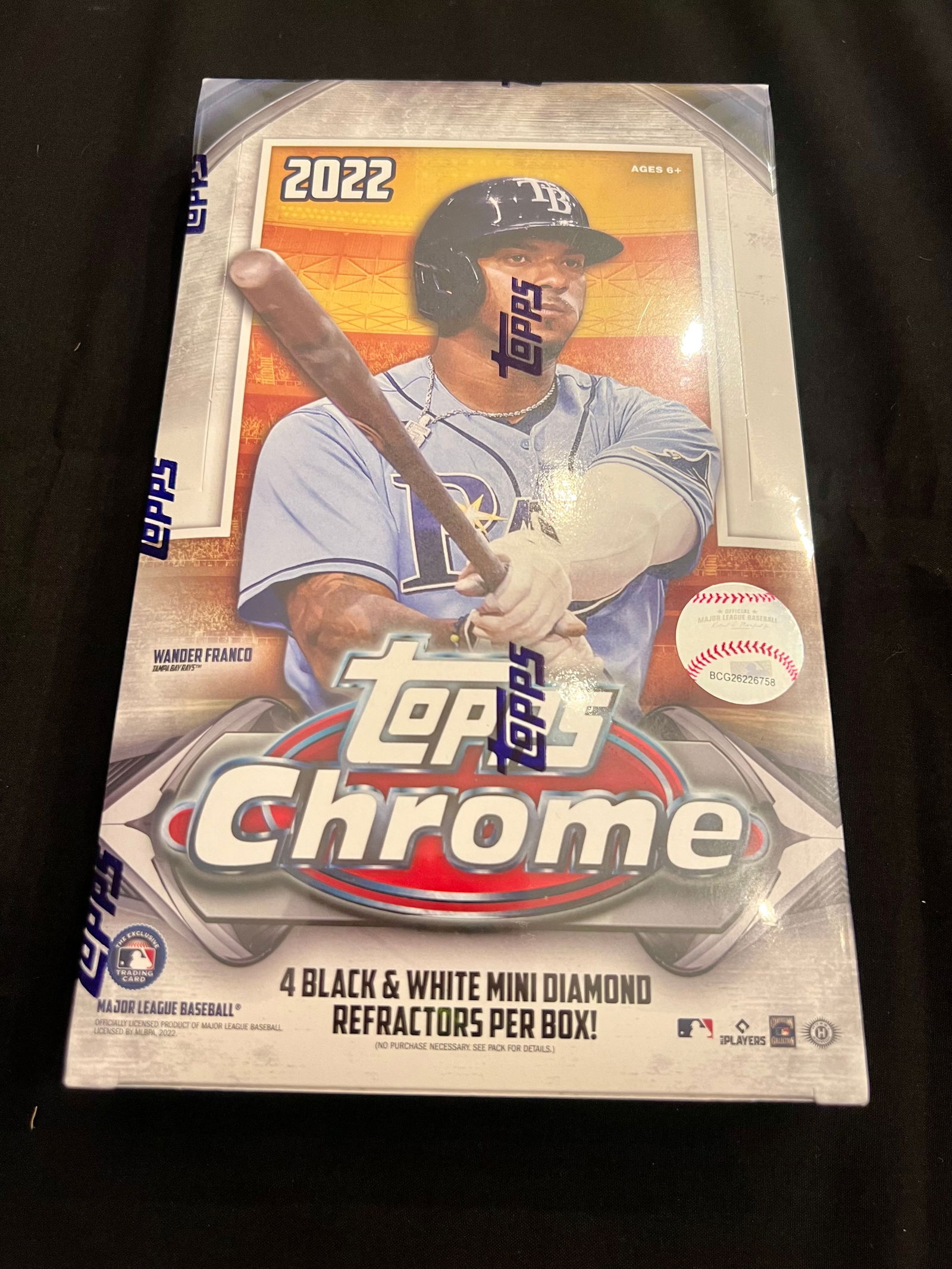 2022 Topps Chrome Sealed Box of Unopened Cards Including 4 Black & White Mini Diamond Refractors (1 of 2)