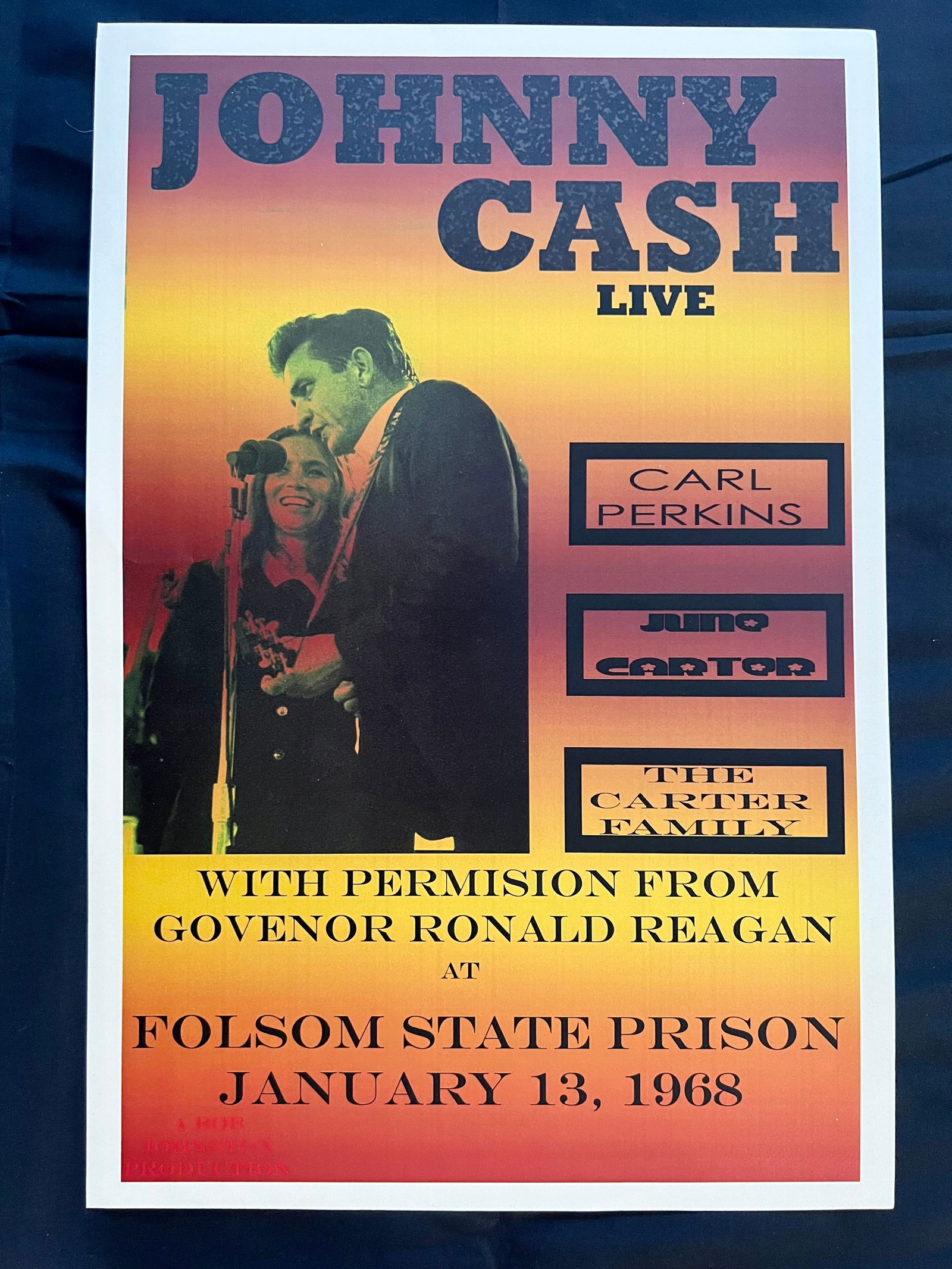 Johnny Cash, Carl Perkins, June Carter and The Carter Family Concert Poster at Folsom State Prison (1 of 1)