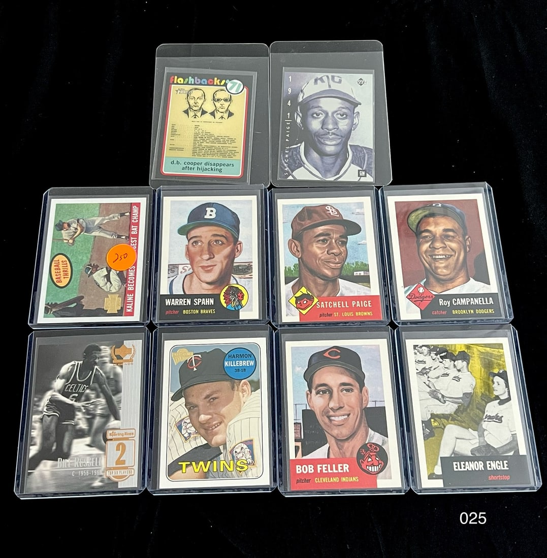 HOF Fame Lot of Sports Cards with Satchel Paige / Bill Russell / Al Kaline: Item: Modern, Vintage and Reproductions HOF Fame Lot of Sports Cards with Satchel Paige / Bill Russell / Al Kaline Please look at the pictures carefully to determine what you believe the condition of 