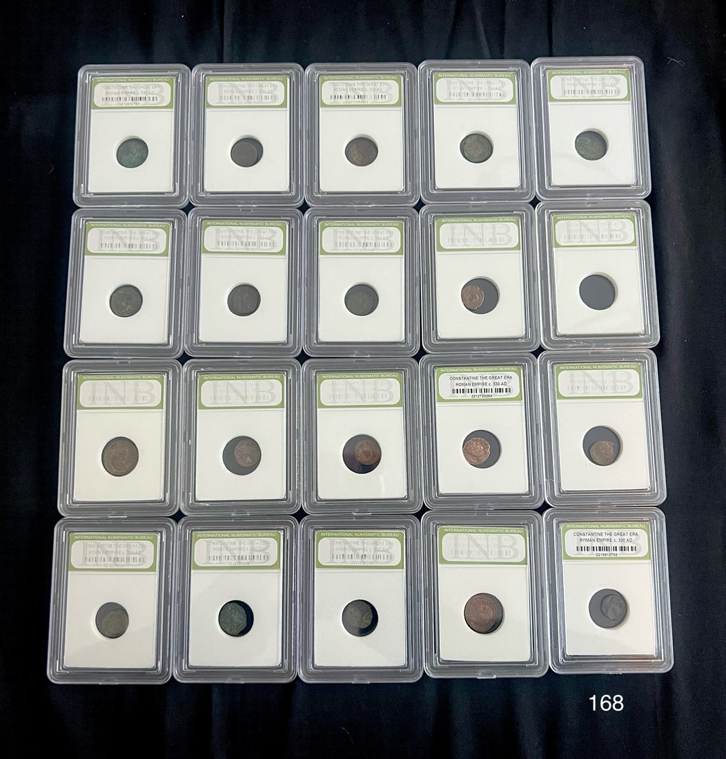 Ancient Coin Lot all Graded and Slabbed: Item: Ancient Coin Lot all Graded and Slabbed Please look at the pictures carefully to determine what you believe the condition of collectible is. We are not professional authenticators, and the condi