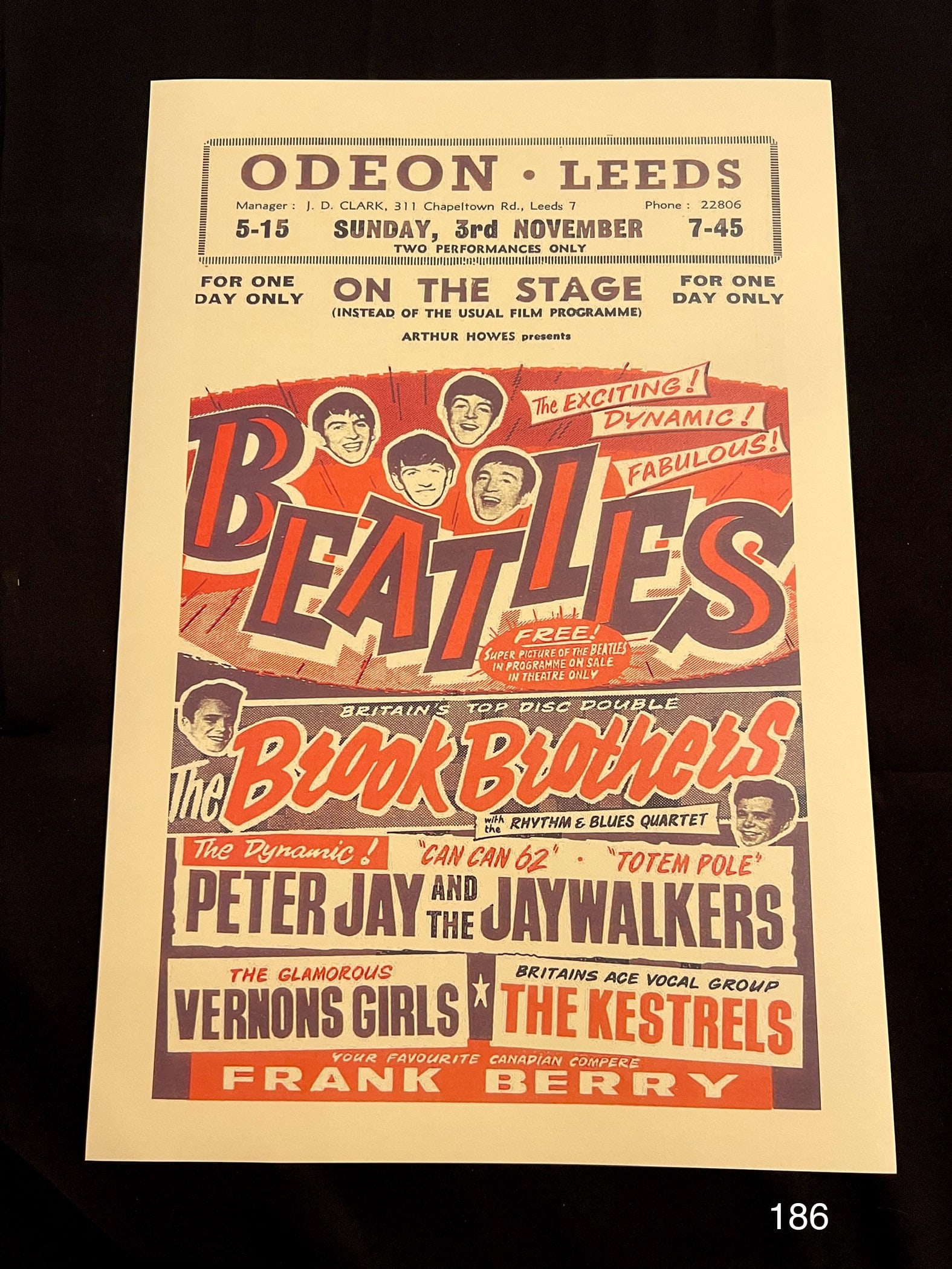The Beatles at the Odeon Leeds, 3rd November 1963 Concert Poster (1 of 1)
