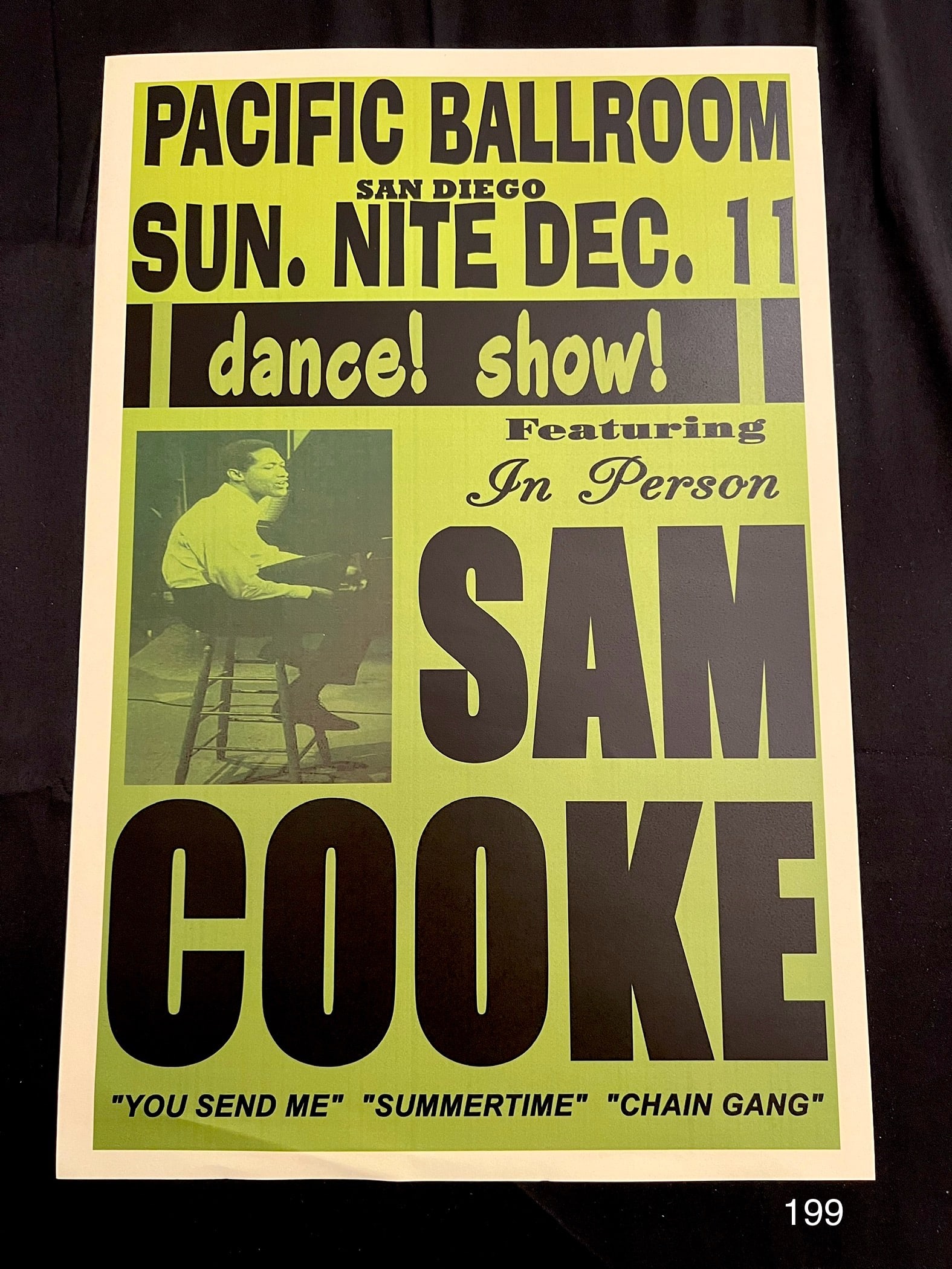 1960 Concert Poster of Sam Cooke at The Pacific Ballroom San Diego Dec 11 (1 of 2)