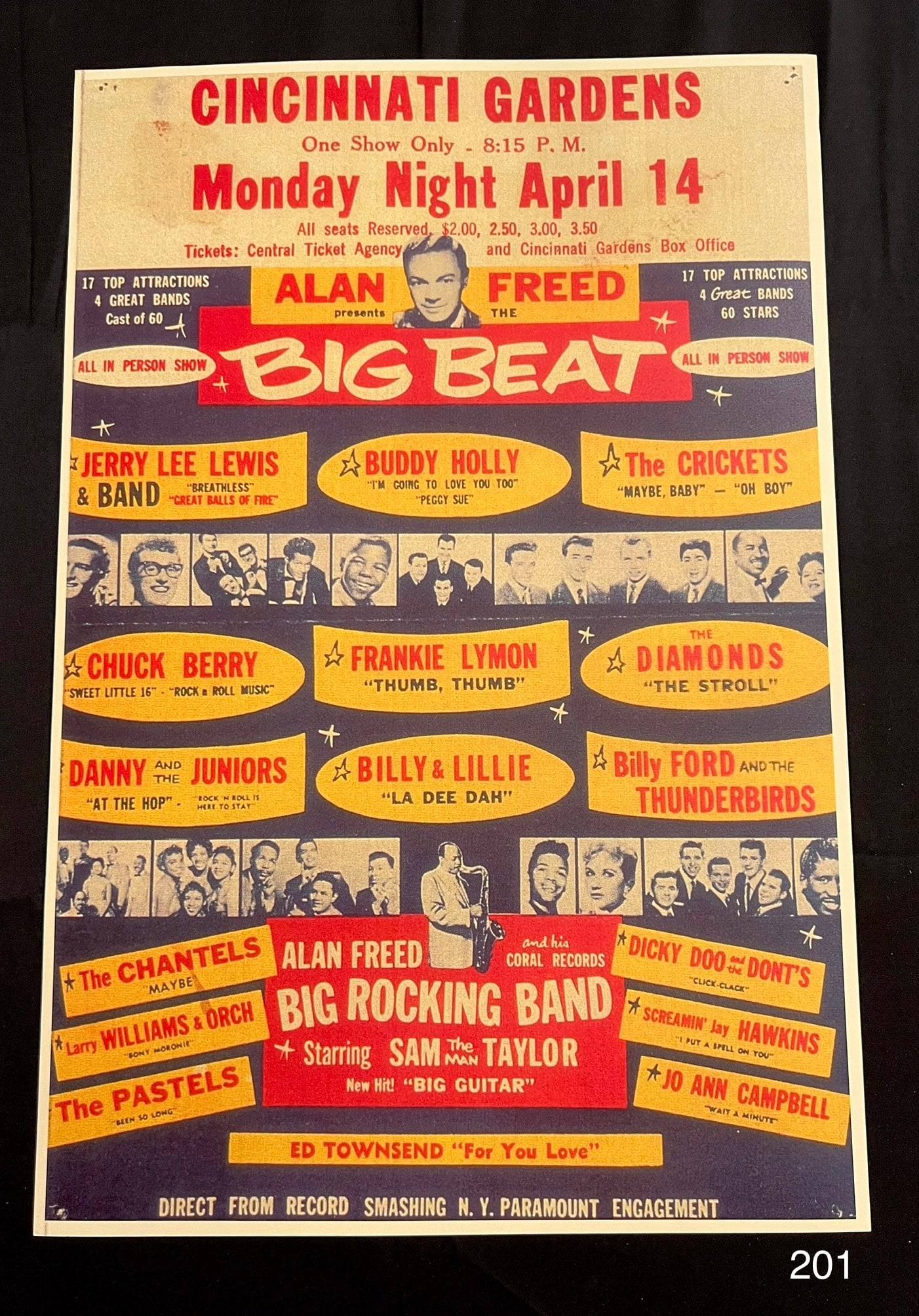 April 14, 1958 Cincinnati Gardens, Cincinnati, OH - Buddy Holly, Jerry Lee Lewis, Chuck Berry and (1 of 1)