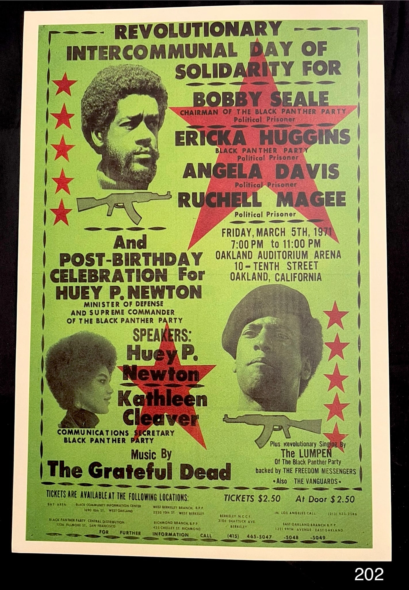 March 5, 1971 Oakland Auditorium, Oakland, CA Huey Newton Birthday Celebration with The Grateful: Item: March 5, 1971 Oakland Auditorium, Oakland, CA Huey Newton Birthday Celebration with The Grateful Dead Please look at the pictures carefully to determine what you believe the condition of collect
